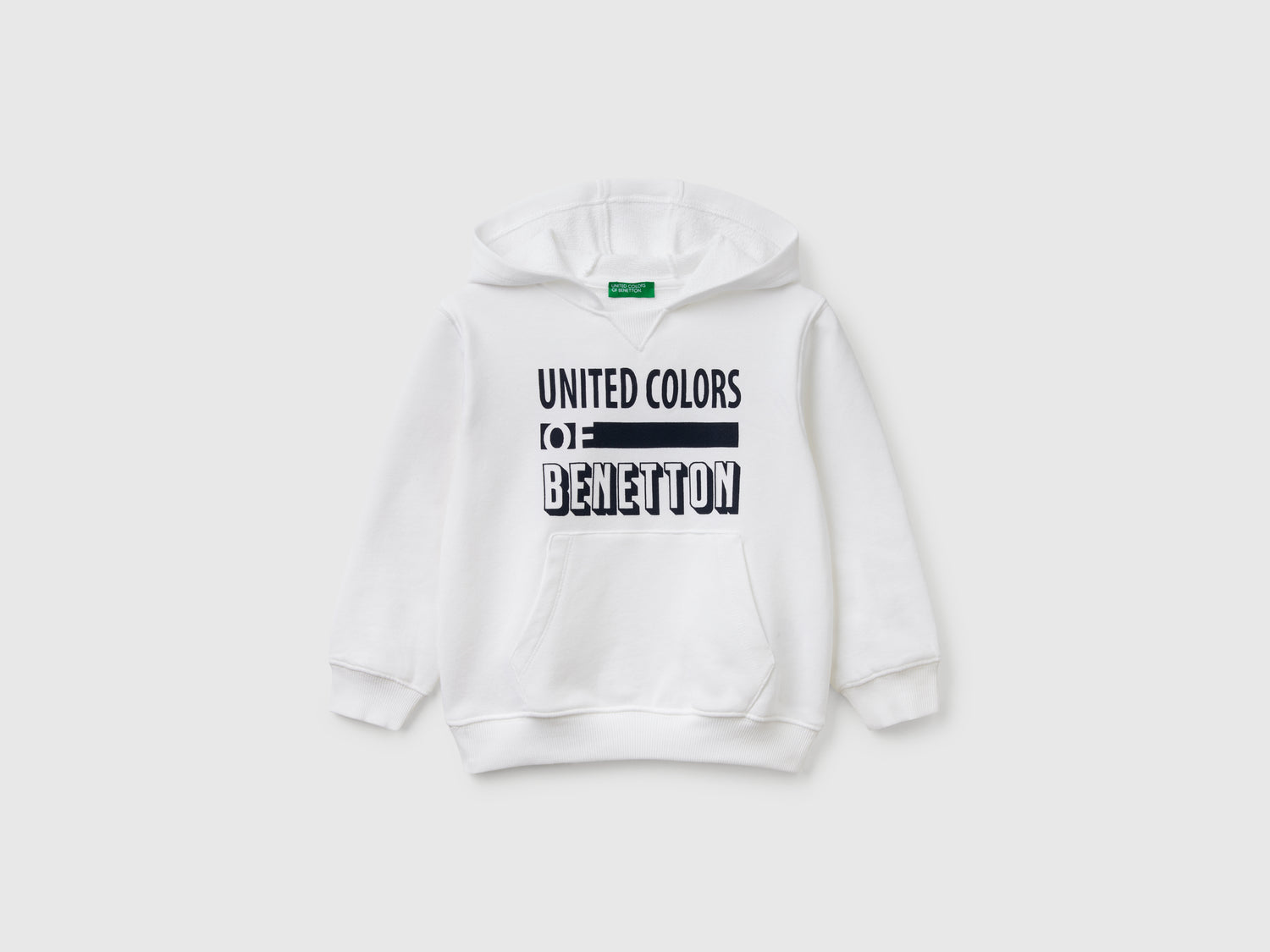 Felpa con cappuccio 100% cotone da bimbo bianco | Benetton Outlet