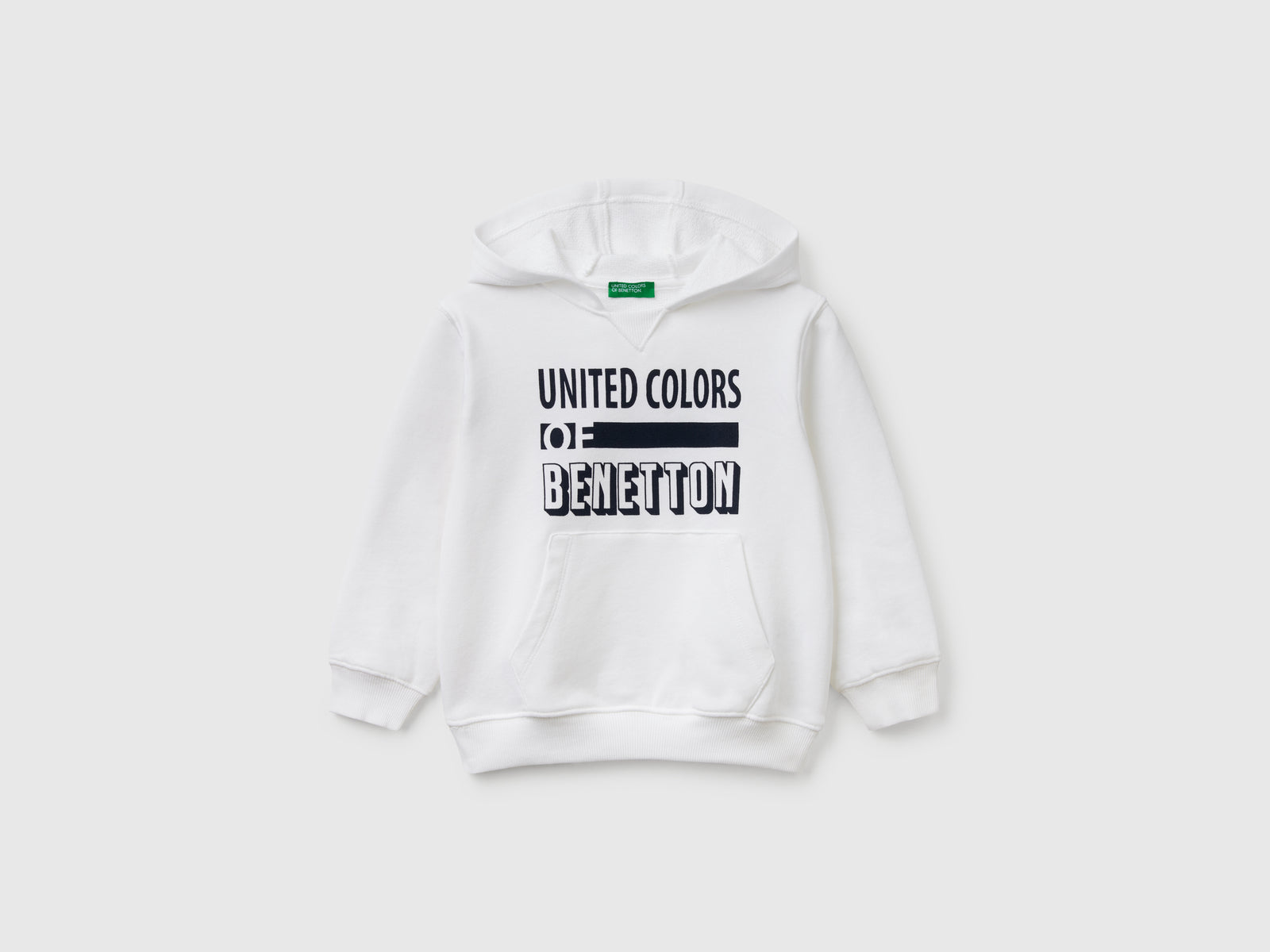 Felpa con cappuccio 100% cotone da bimbo bianco | Benetton Outlet
