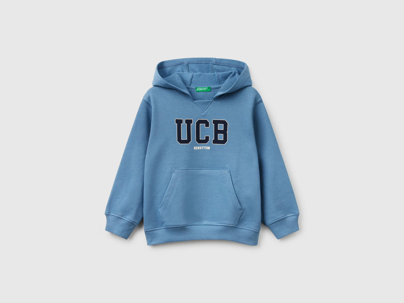 Felpa con cappuccio 100% cotone da bimbo azzurro | Benetton Outlet