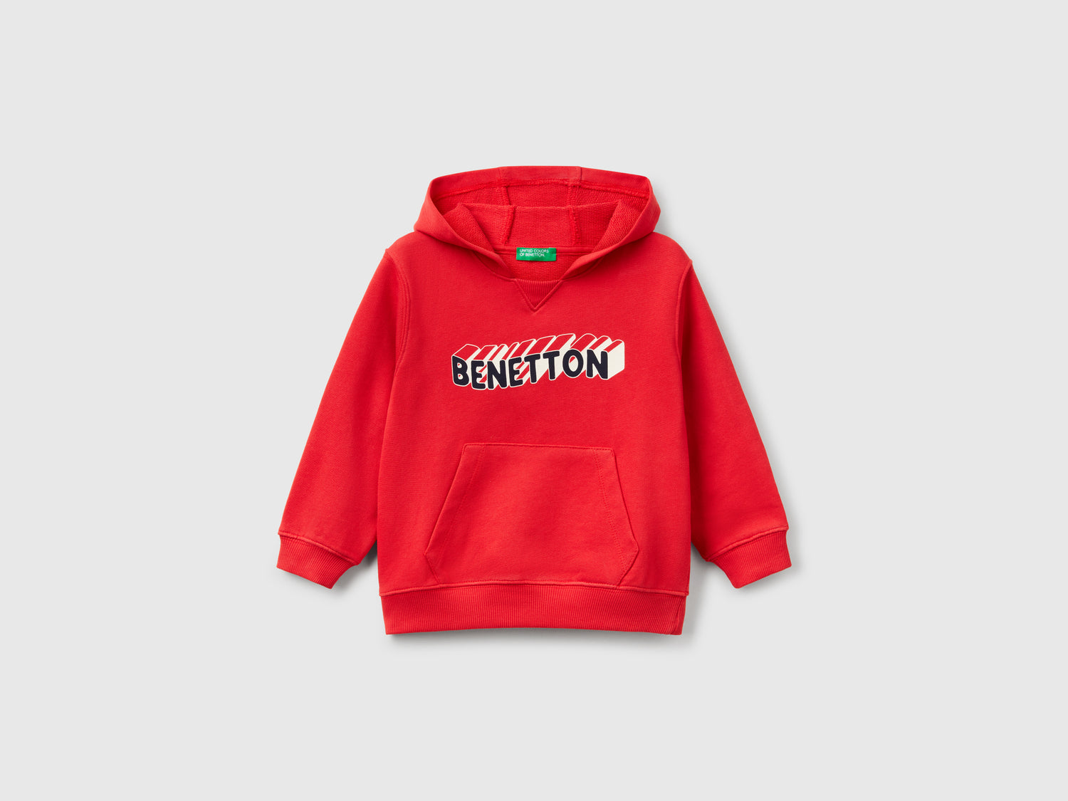 Felpa con cappuccio 100% cotone da bimbo rosso | Benetton Outlet