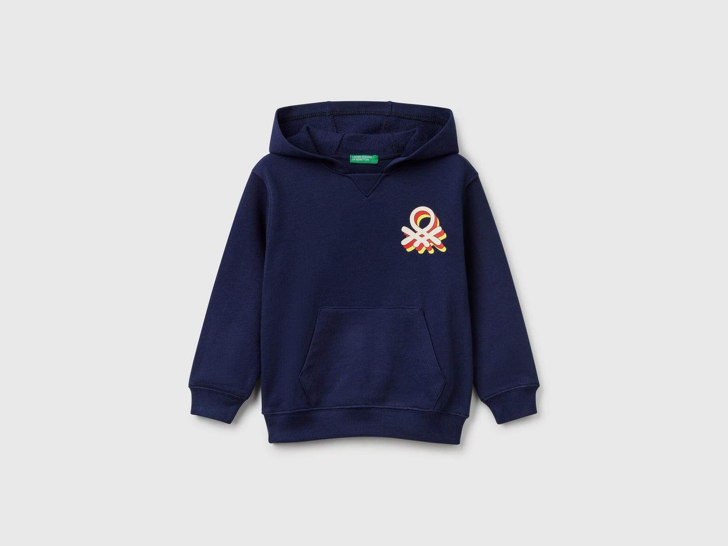 Felpa con cappuccio 100% cotone da bimbo blu scuro | Benetton Outlet
