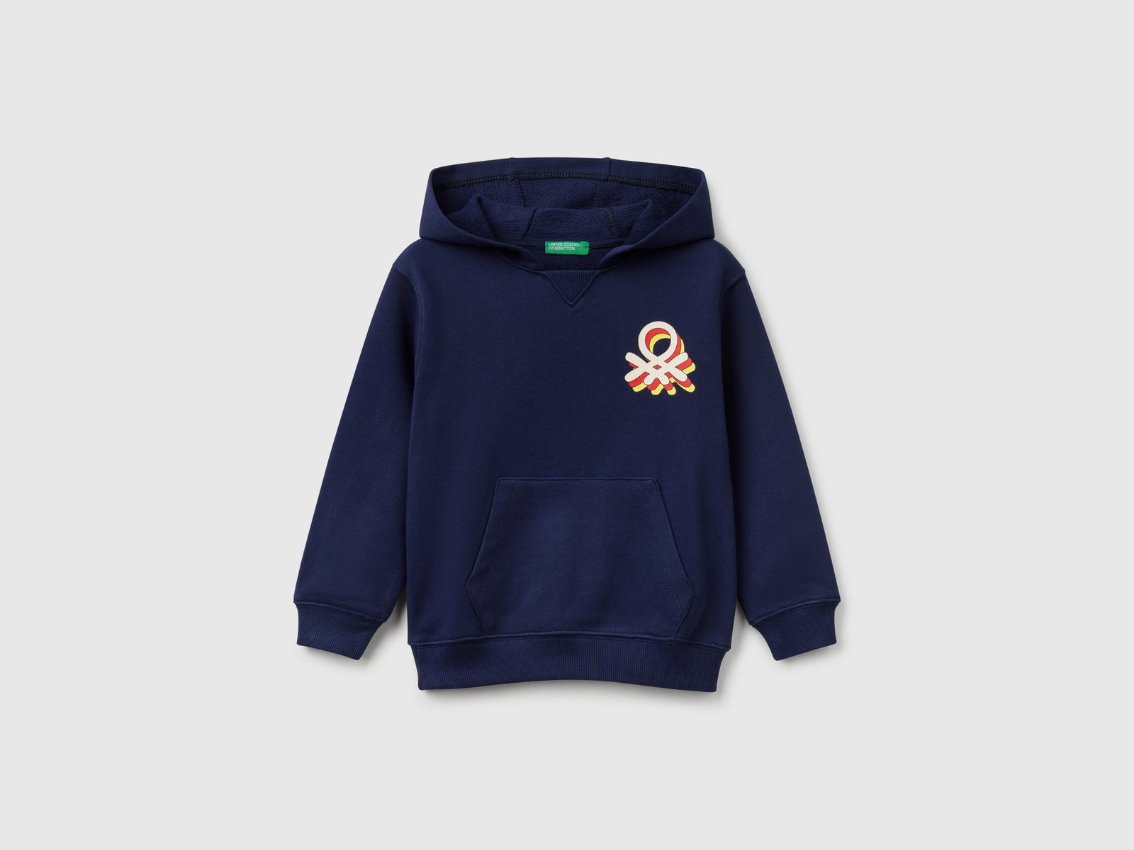 Felpa con cappuccio 100% cotone da bimbo blu scuro | Benetton Outlet