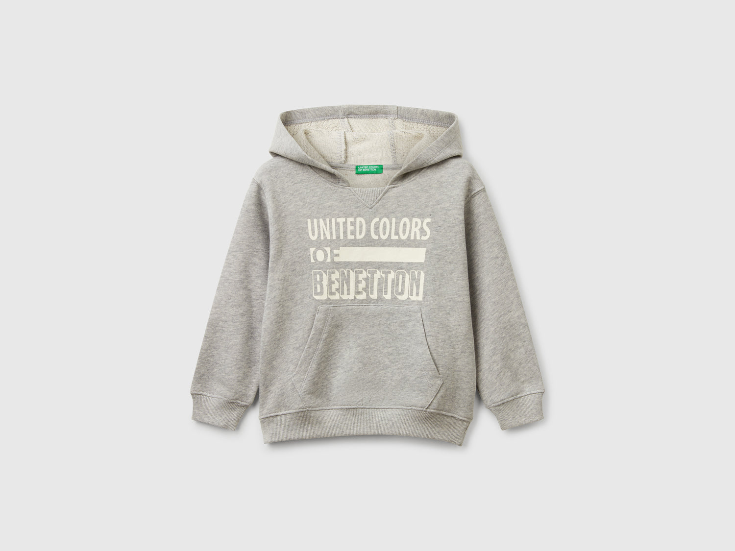 Felpa con cappuccio 100% cotone da bimbo grigio chiaro | Benetton Outlet