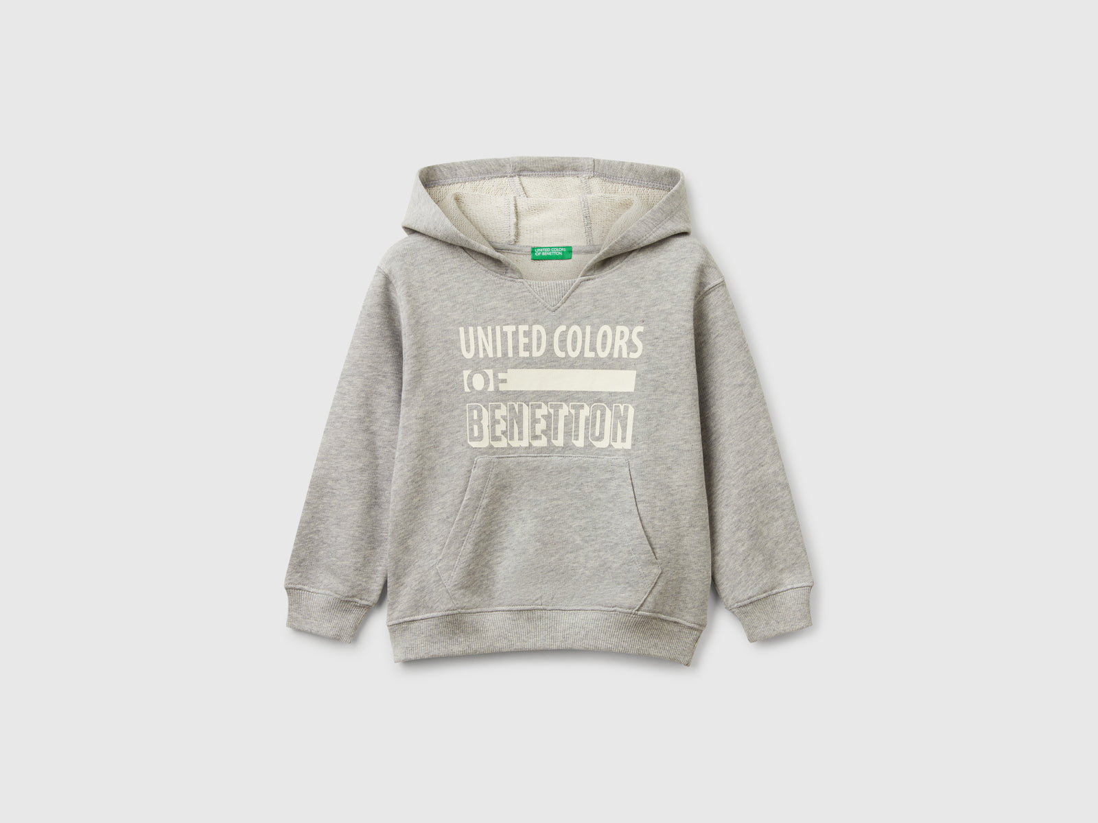 Felpa con cappuccio 100% cotone da bimbo grigio chiaro | Benetton Outlet