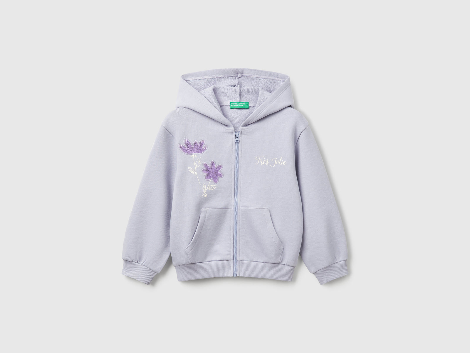 Sudadera con capucha y lentejuelas da bimba pervinca | Benetton Outlet