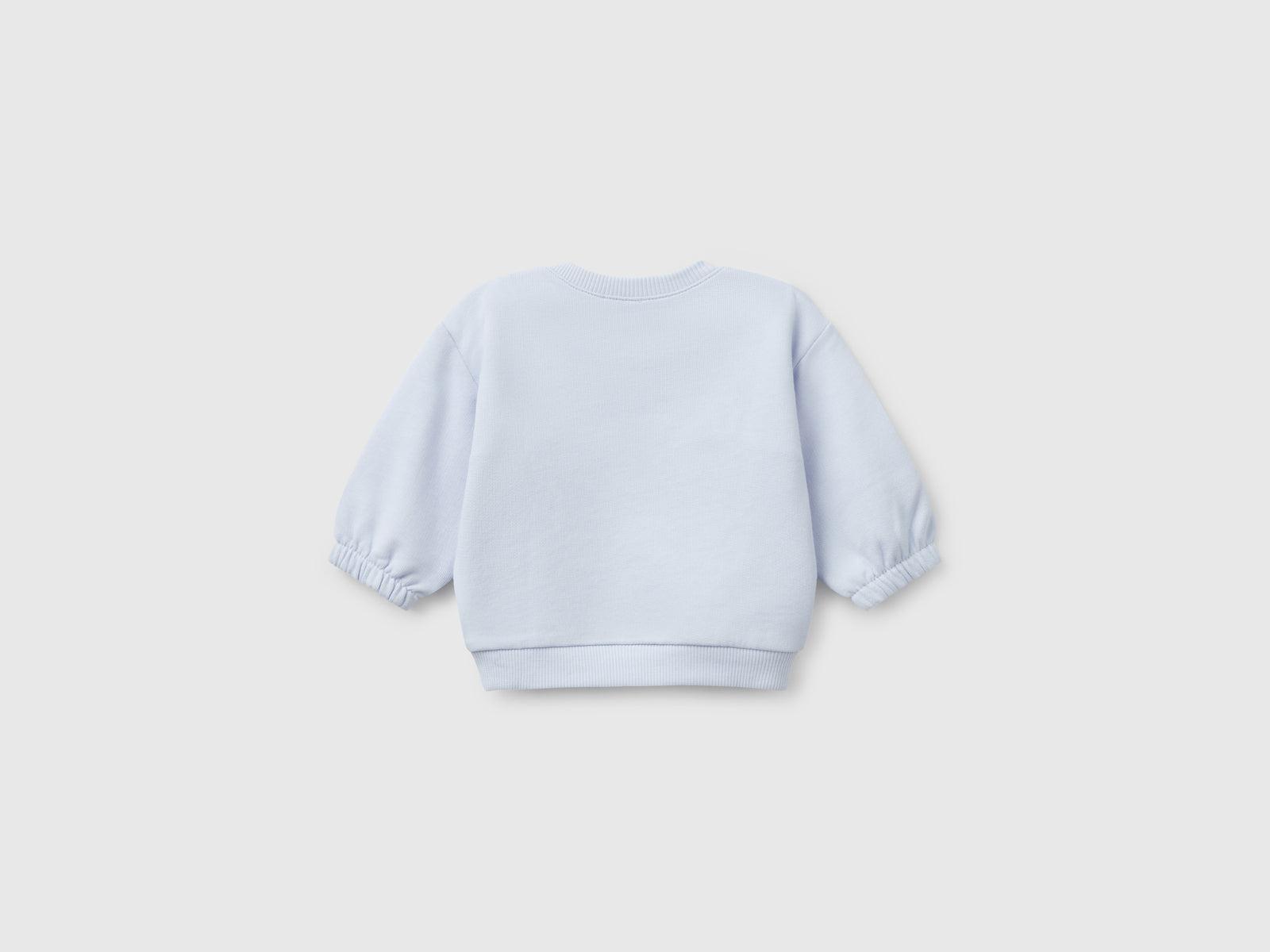 Felpa con ricamo e patch in cotone da neonato celeste 2 | Benetton Outlet