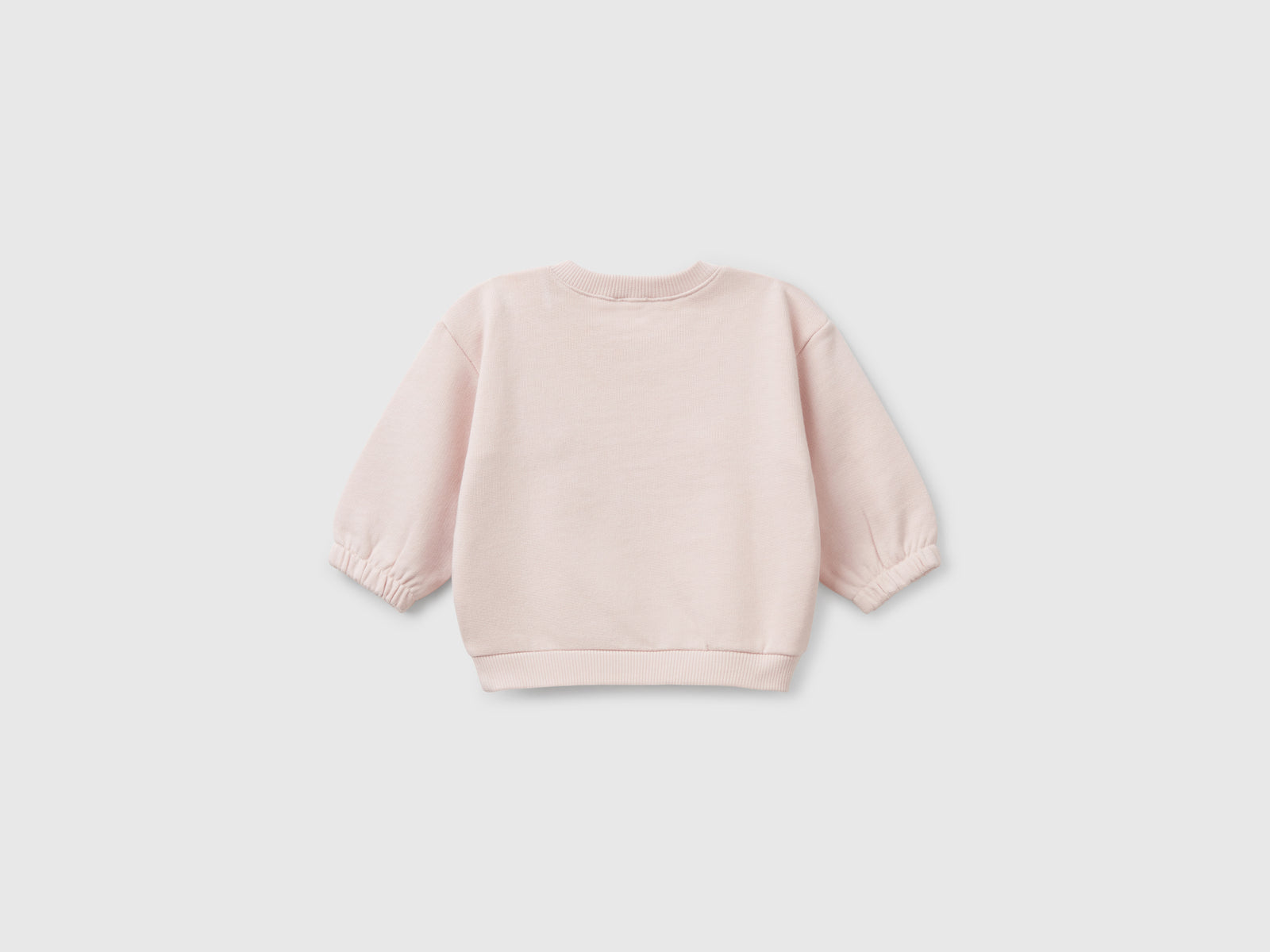 Felpa con ricamo e patch in cotone da neonato rosa tenue 2 | Benetton Outlet