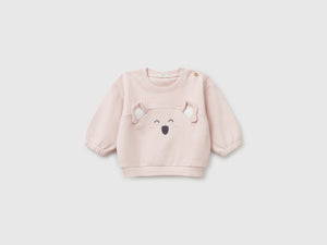 Felpa con ricamo e patch in cotone