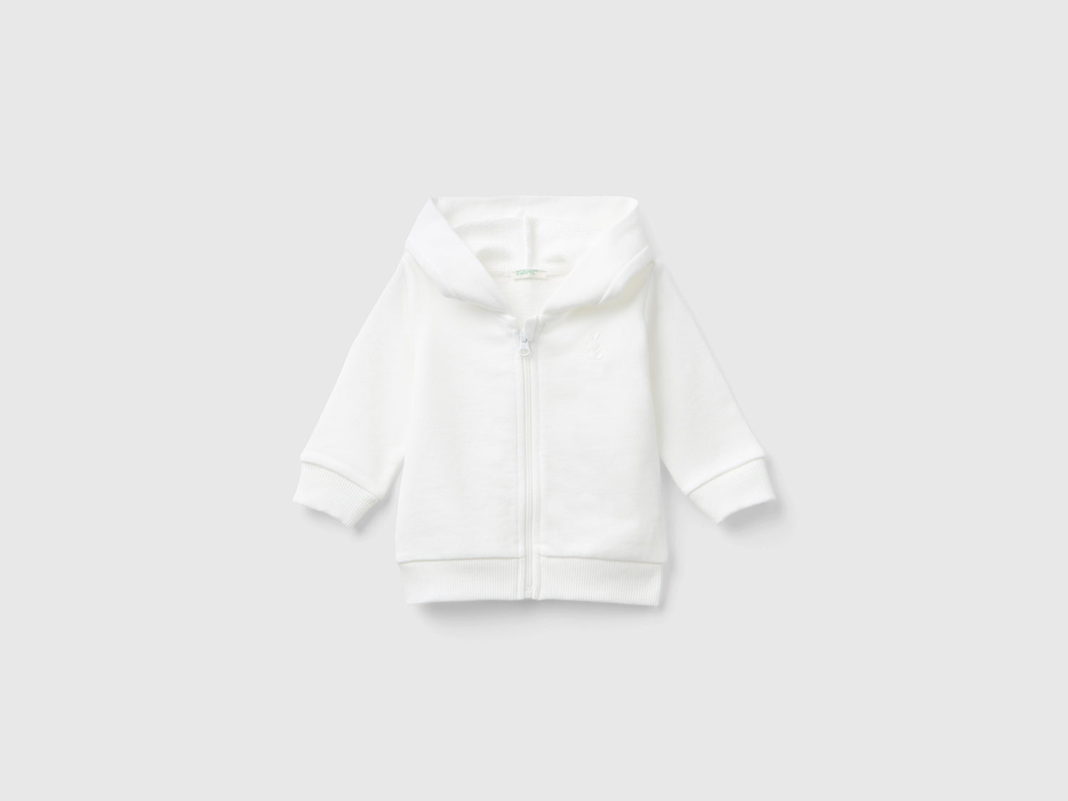 Felpa con cappuccio in cotone da neonato bianco panna | Benetton Outlet
