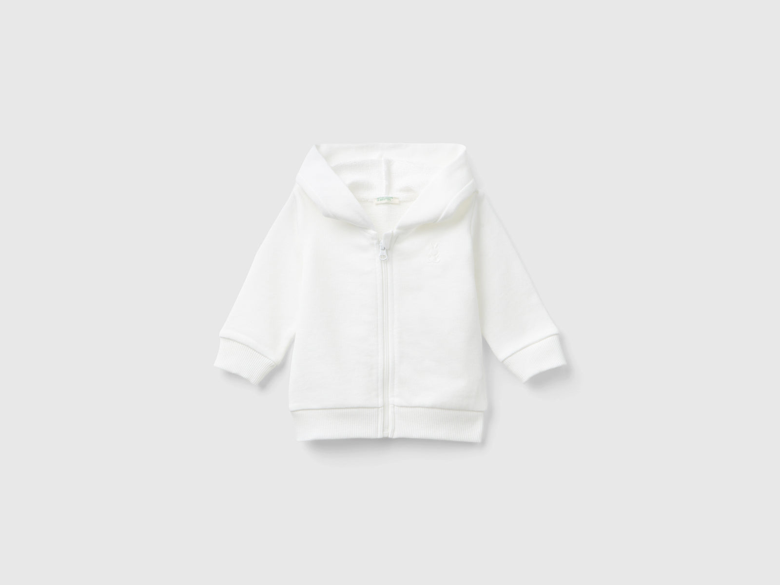 Felpa con cappuccio in cotone da neonato bianco panna | Benetton Outlet