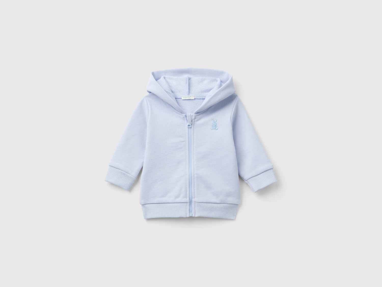 Felpa con cappuccio in cotone da neonato celeste | Benetton Outlet