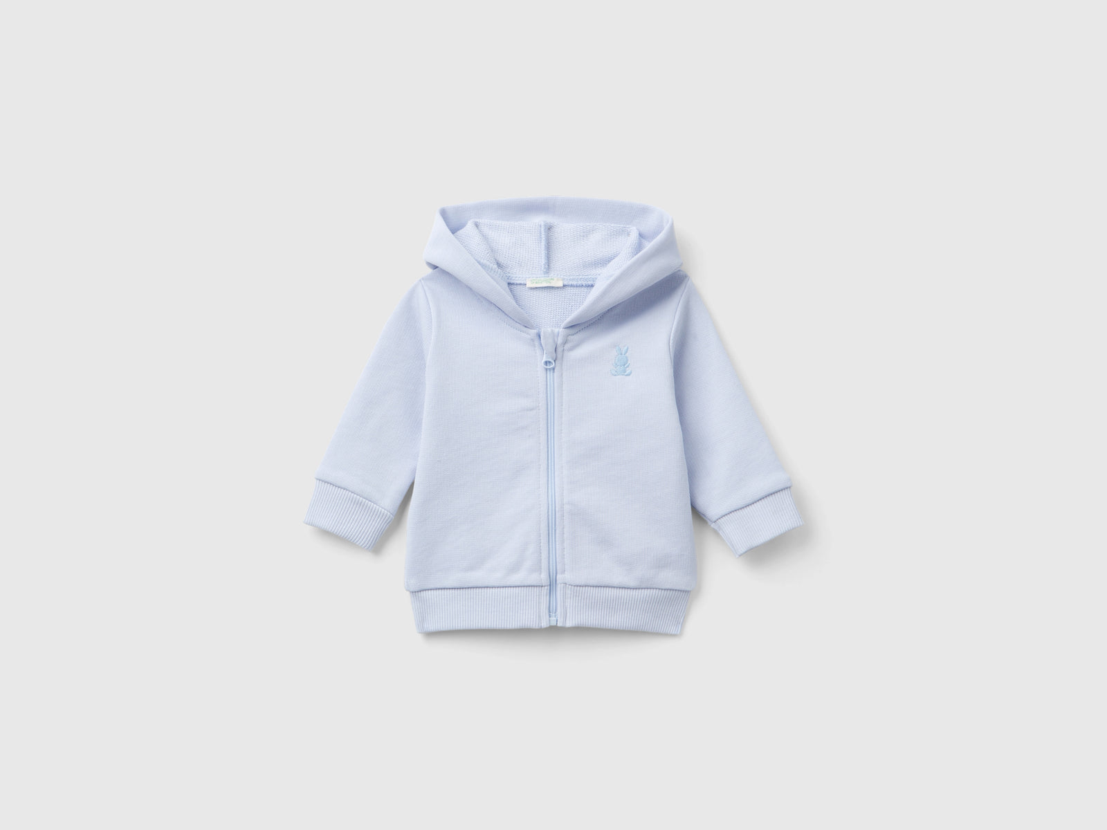 Felpa con cappuccio in cotone da neonato celeste | Benetton Outlet