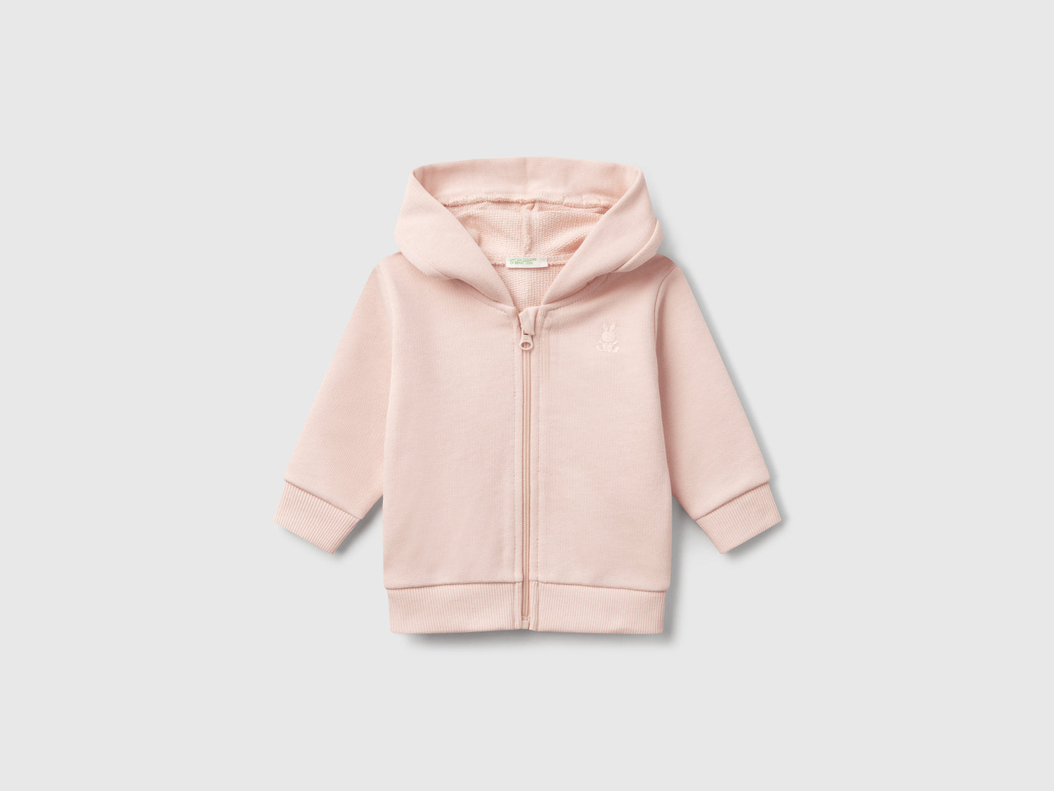 Felpa con cappuccio in cotone da neonato rosa tenue | Benetton Outlet
