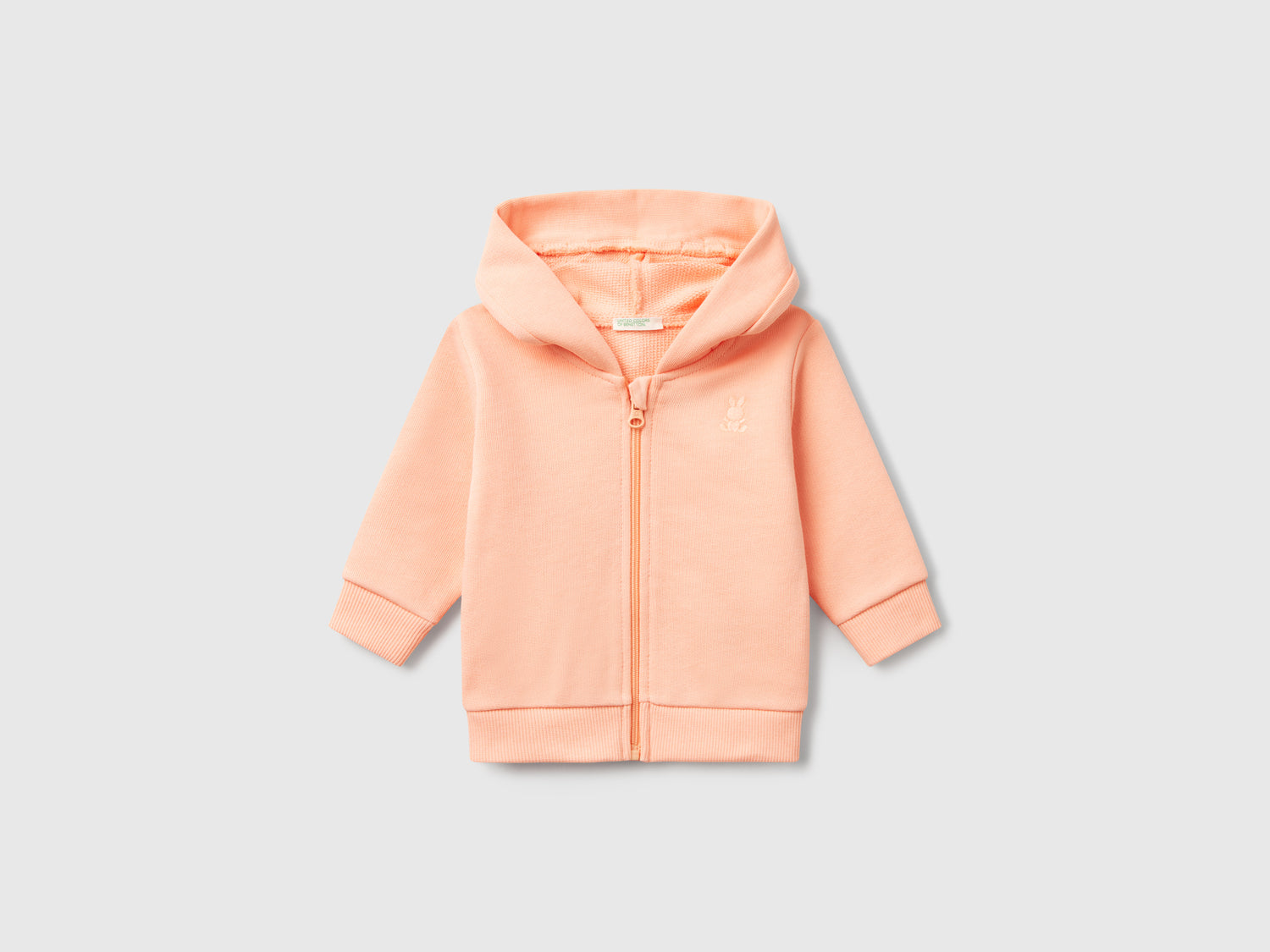 Felpa con cappuccio in cotone da neonato pesca | Benetton Outlet