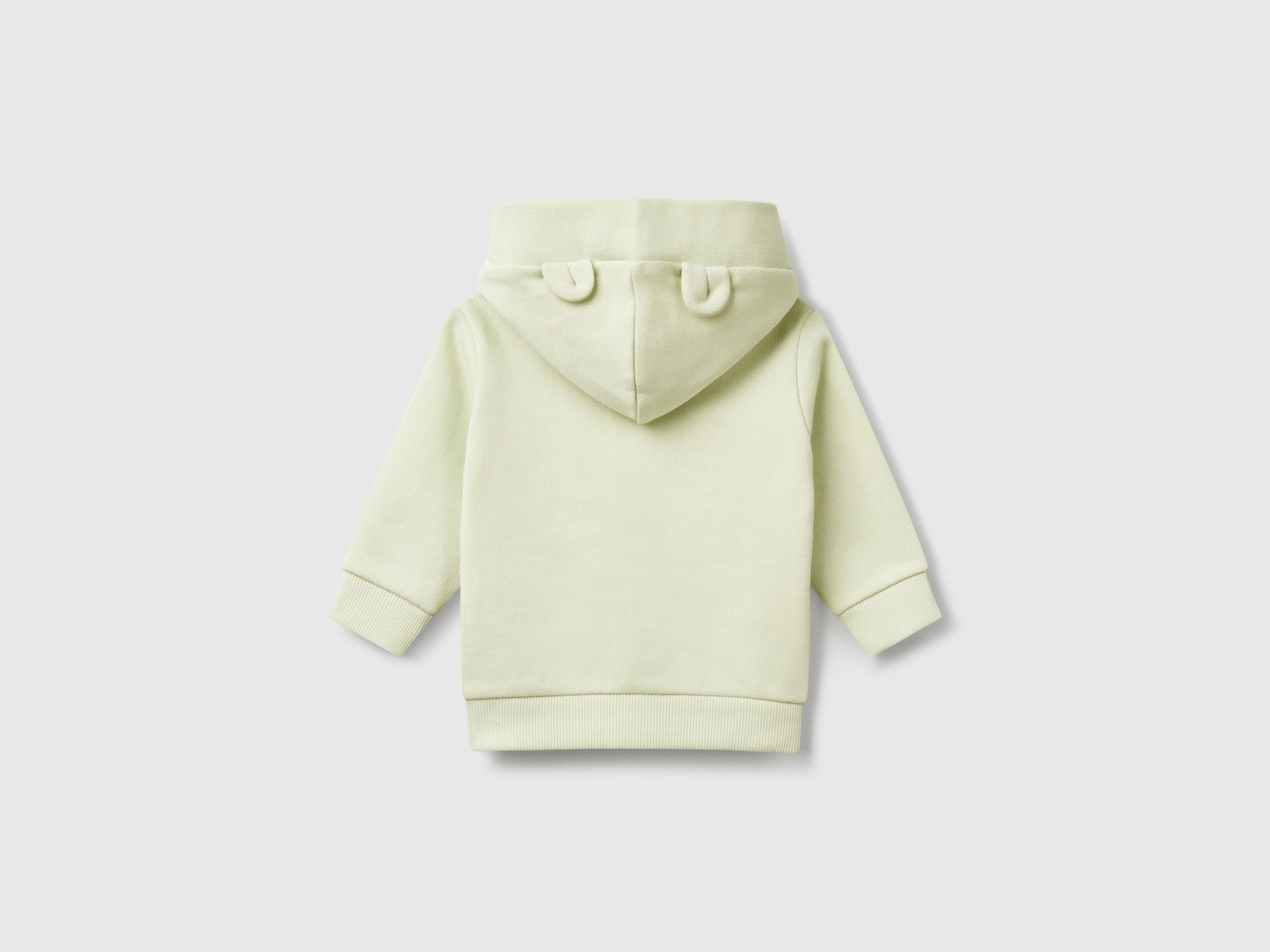 Felpa con cappuccio in cotone da neonato verde chiaro 2 | Benetton Outlet