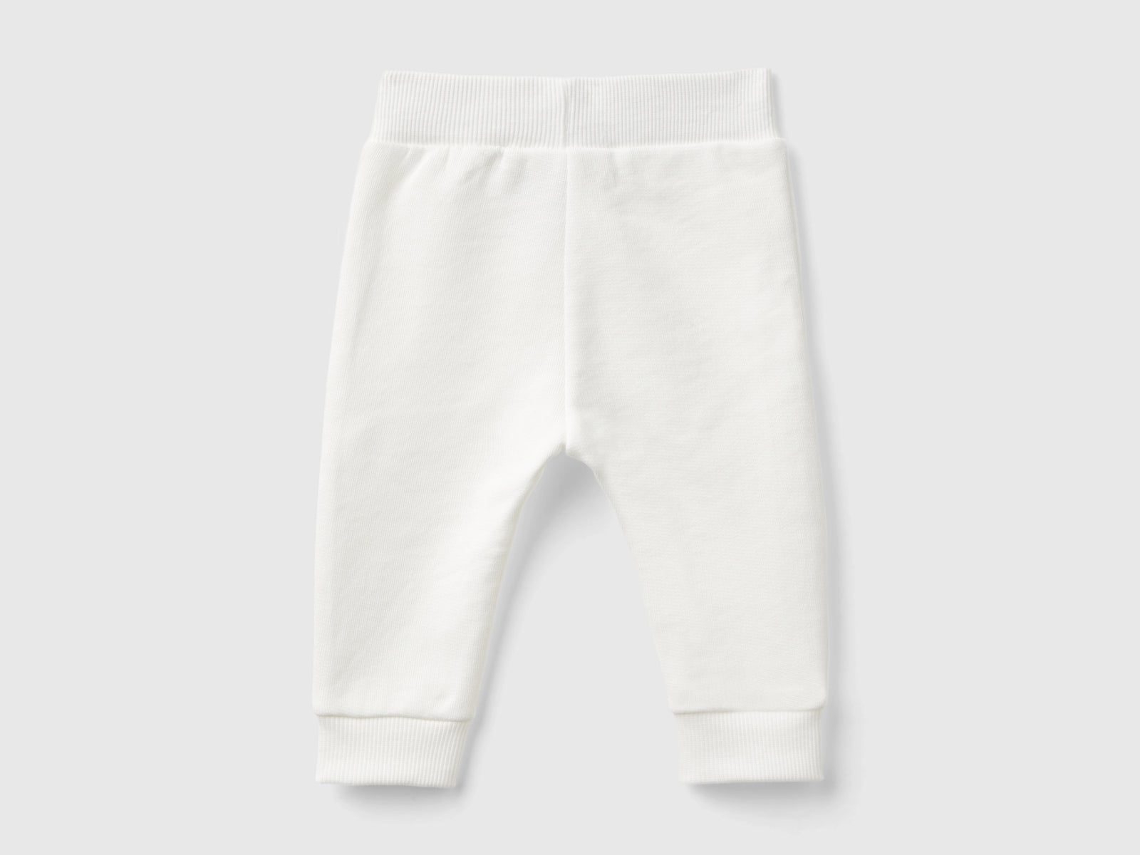 Pantaloni in felpa di cotone da neonato bianco panna 2 | Benetton Outlet