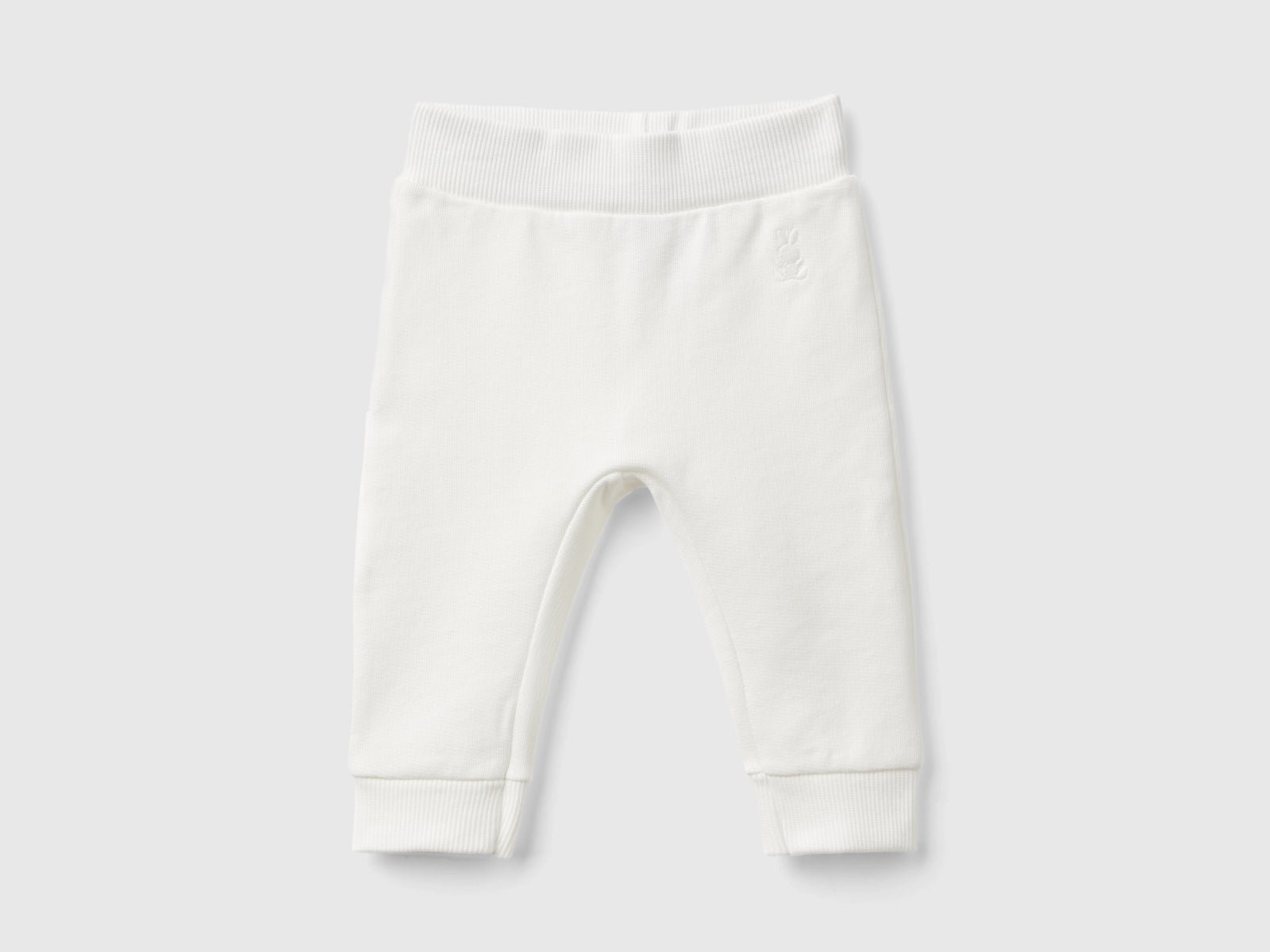Pantaloni in felpa di cotone da neonato bianco panna | Benetton Outlet
