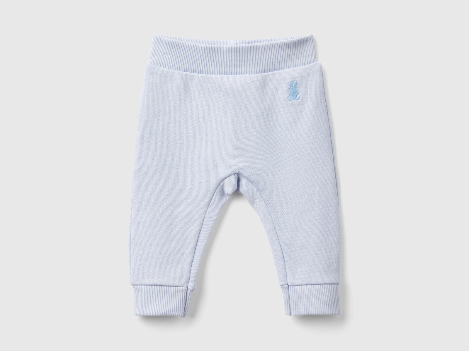 Pantaloni in felpa di cotone da neonato celeste | Benetton Outlet
