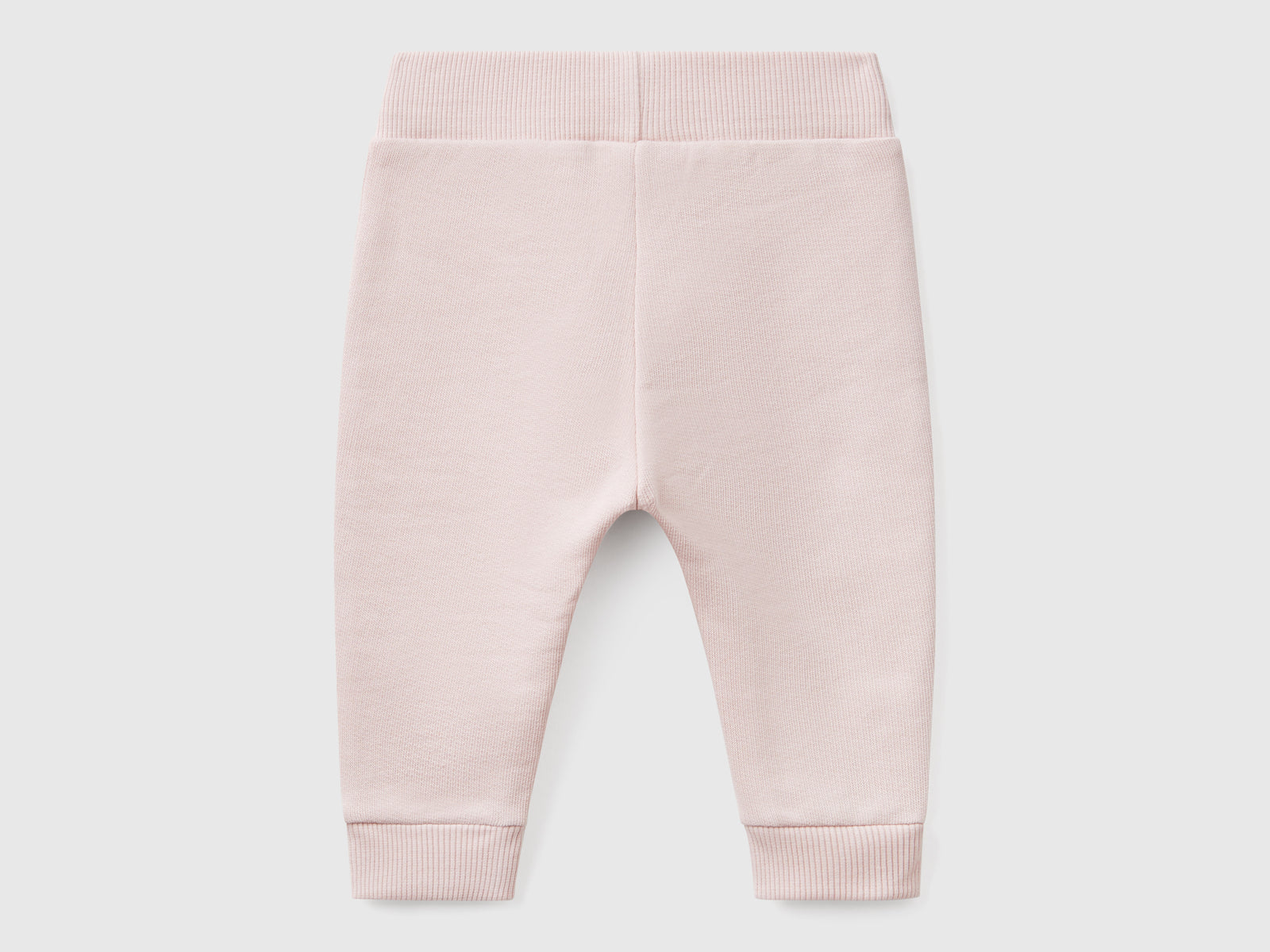 Pantaloni in felpa di cotone da neonato rosa tenue 2 | Benetton Outlet