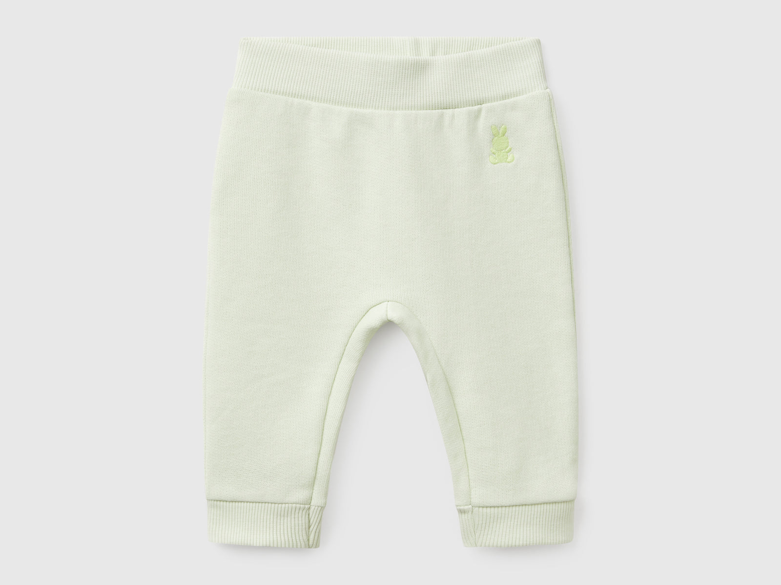 Pantaloni in felpa di cotone da neonato verde chiaro | Benetton Outlet