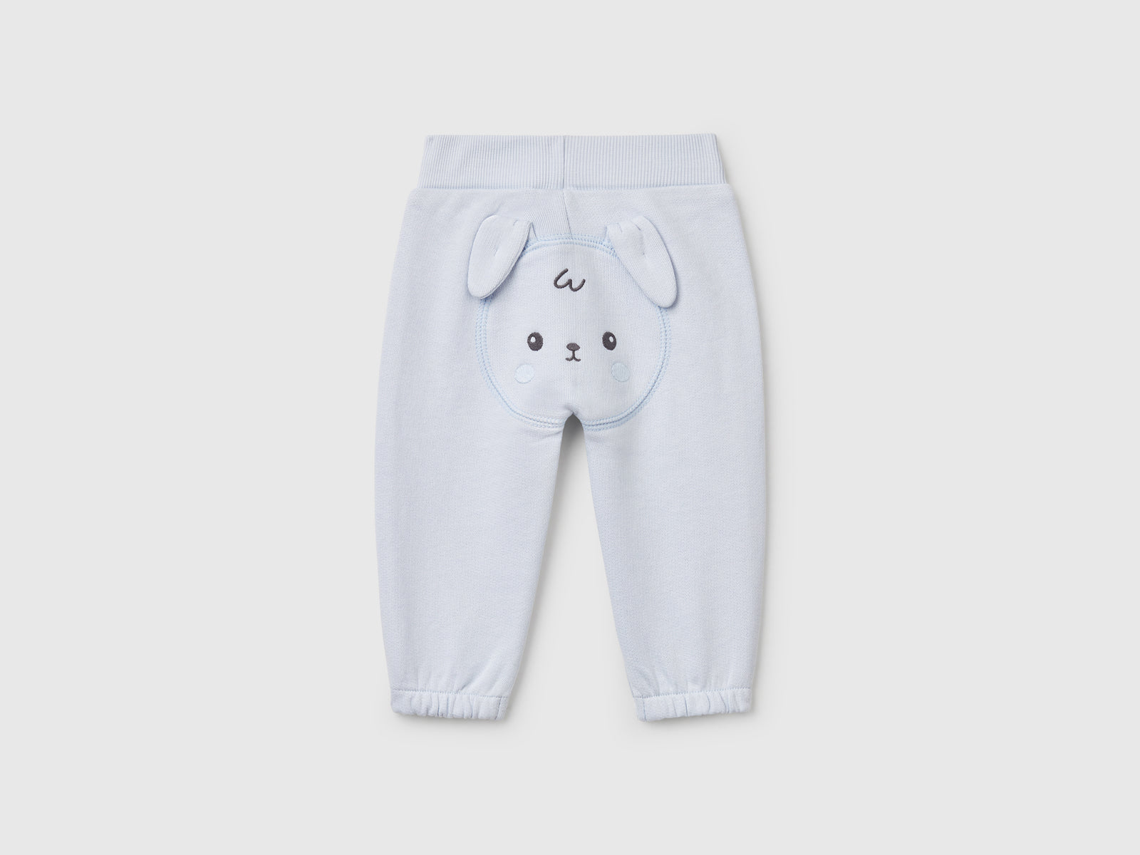 Pantaloni in felpa di cotone da neonato celeste 2 | Benetton Outlet