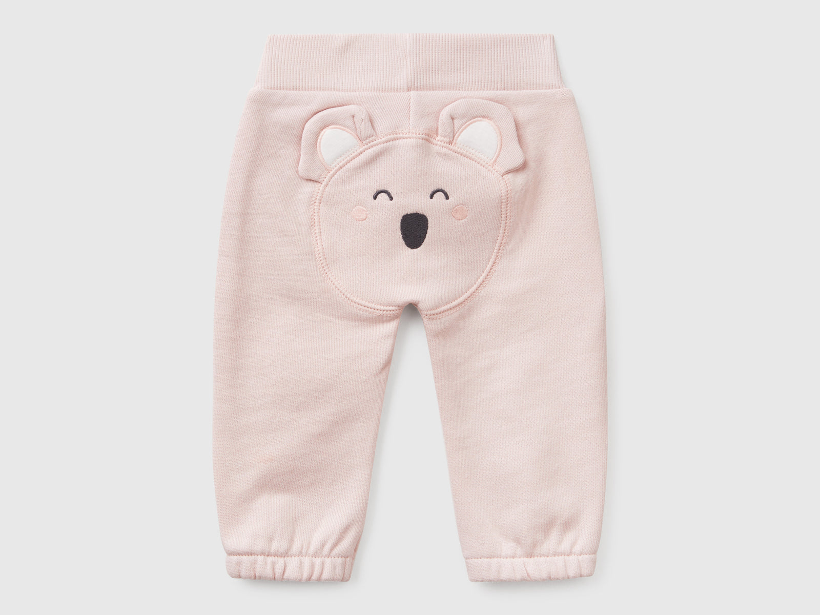Pantaloni in felpa di cotone da neonato rosa tenue 2 | Benetton Outlet