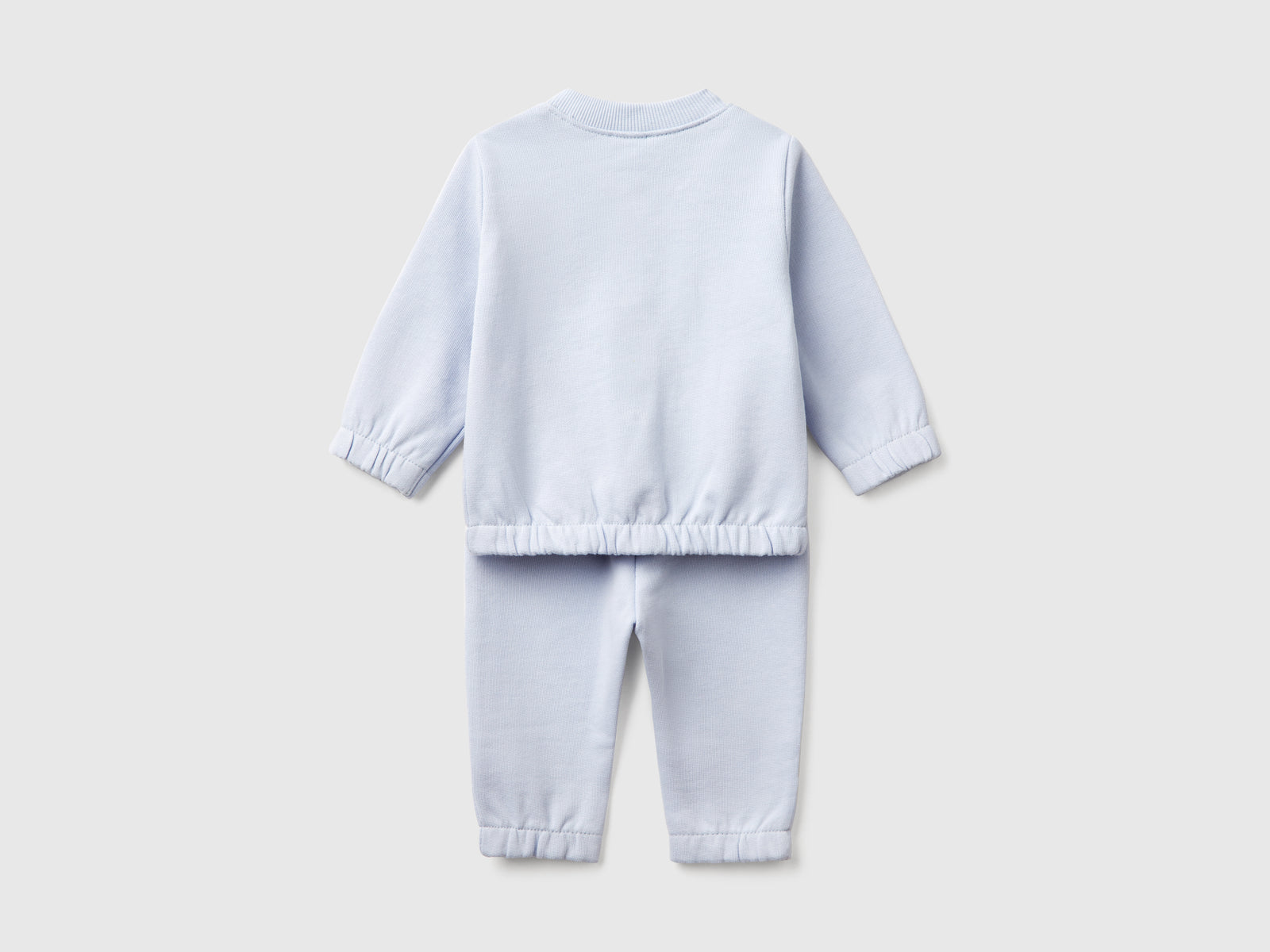 Completino in felpa di cotone da neonato celeste 2 | Benetton Outlet