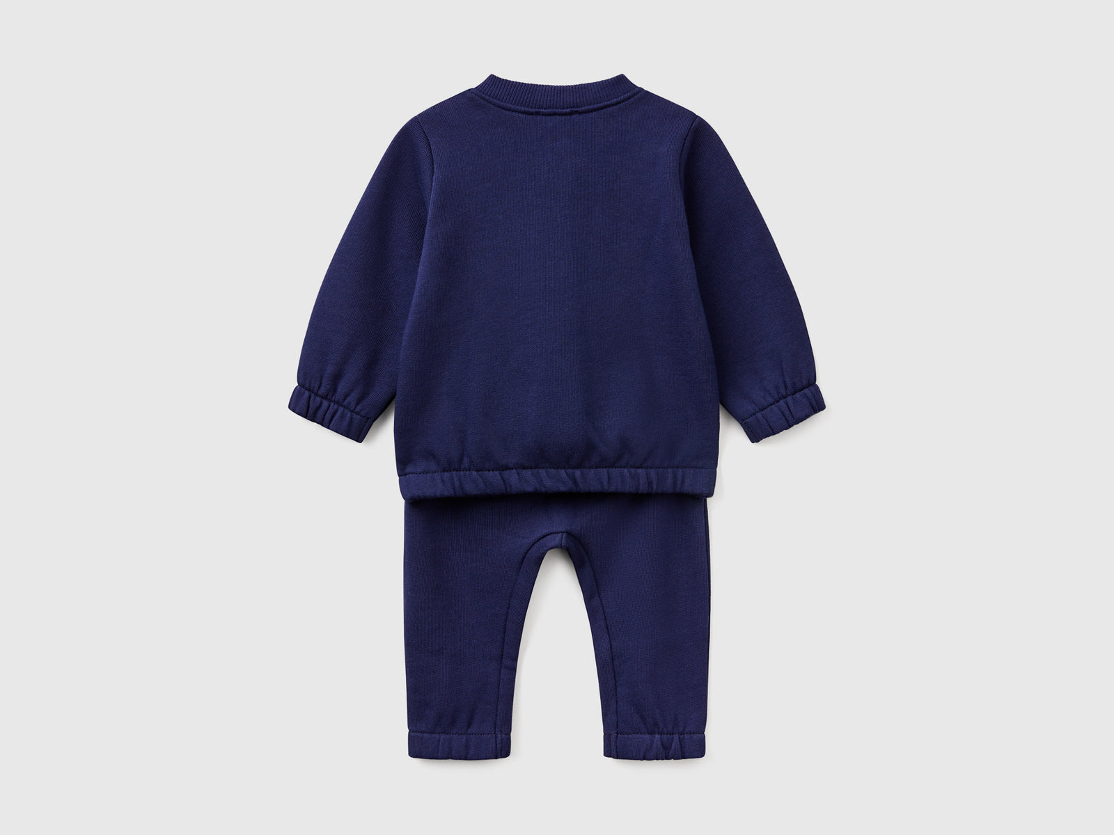 Completino in felpa di cotone da neonato blu scuro 2 | Benetton Outlet