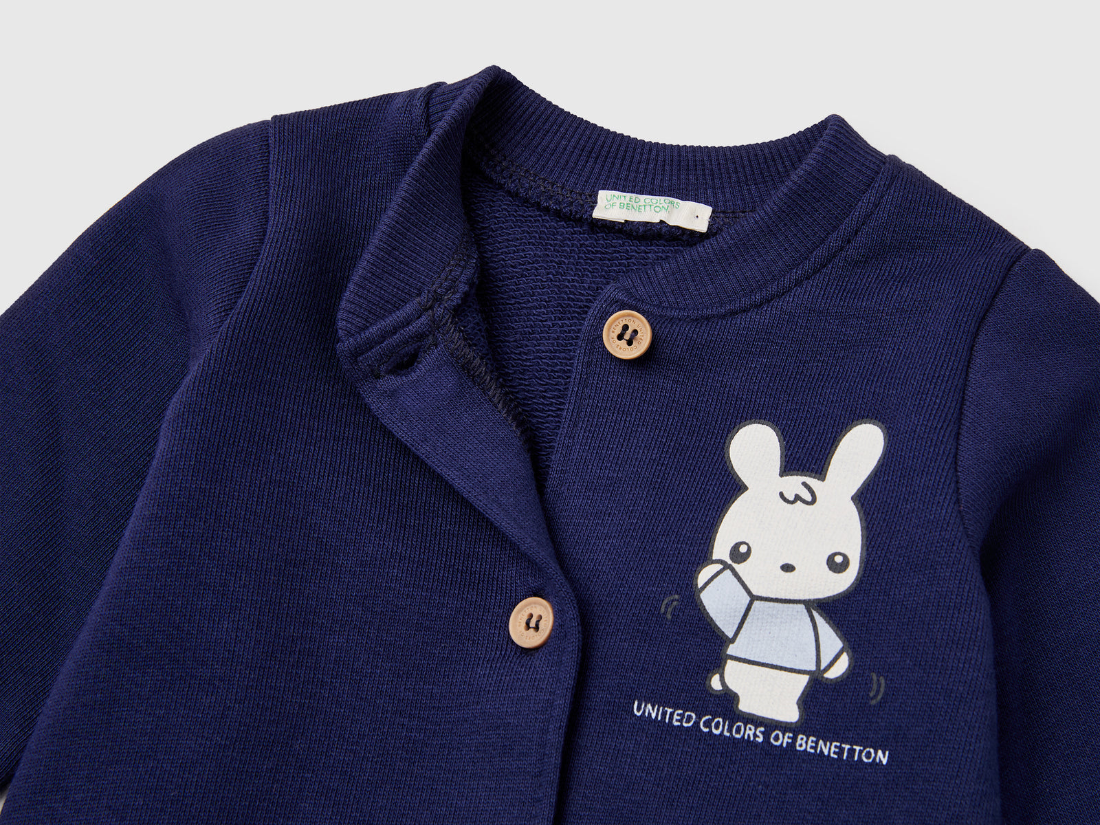 Completino in felpa di cotone da neonato blu scuro 3 | Benetton Outlet