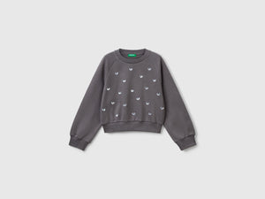Felpa con strass cuore
