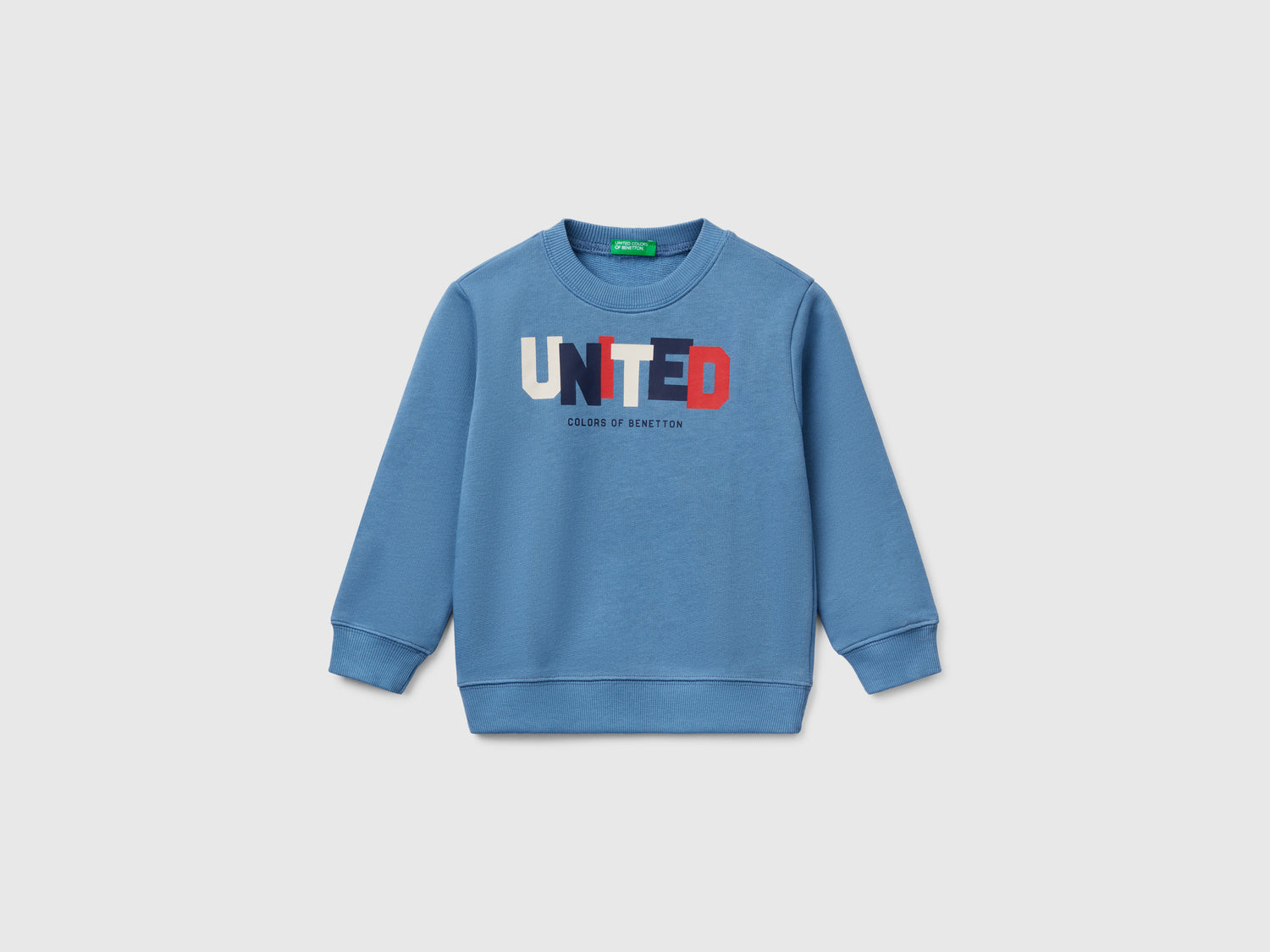 Felpa in cotone con stampa da bimbo azzurro | Benetton Outlet