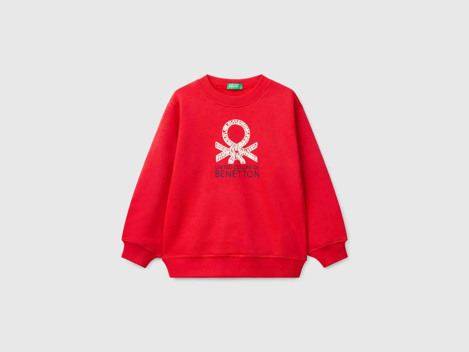 Felpa in cotone con stampa da bimbo rosso | Benetton Outlet