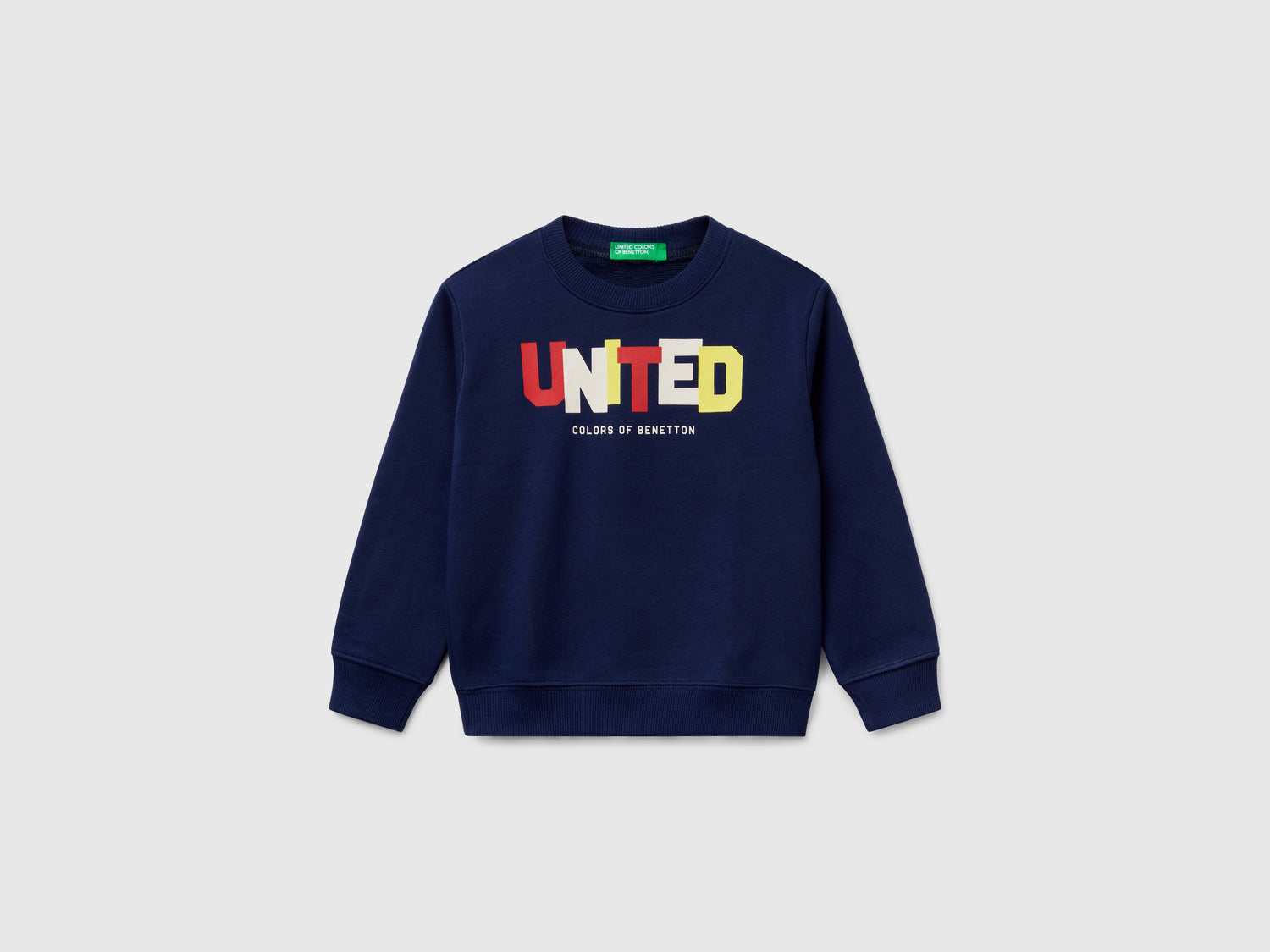 Felpa in cotone con stampa da bimbo blu scuro | Benetton Outlet