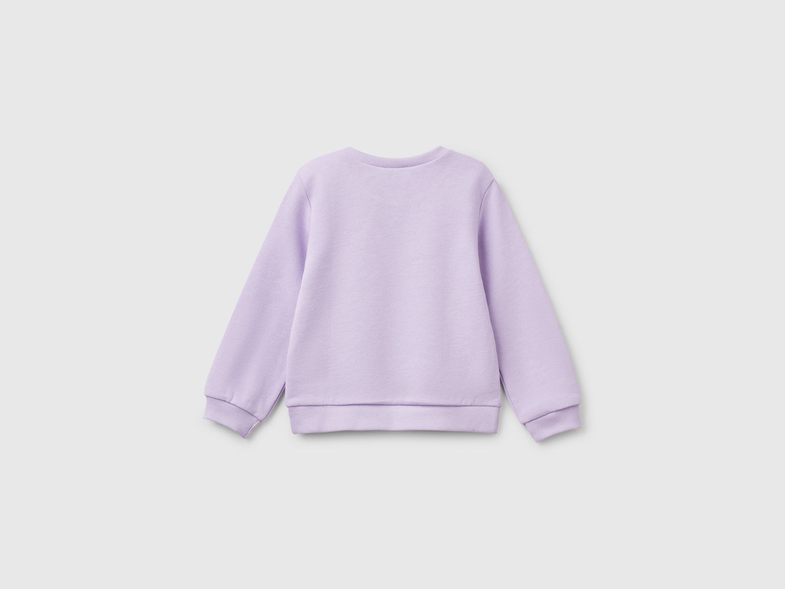 Felpa in cotone con stampa glitter da bimba lilla 2 | Benetton Outlet