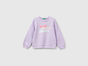Felpa in cotone con stampa glitter