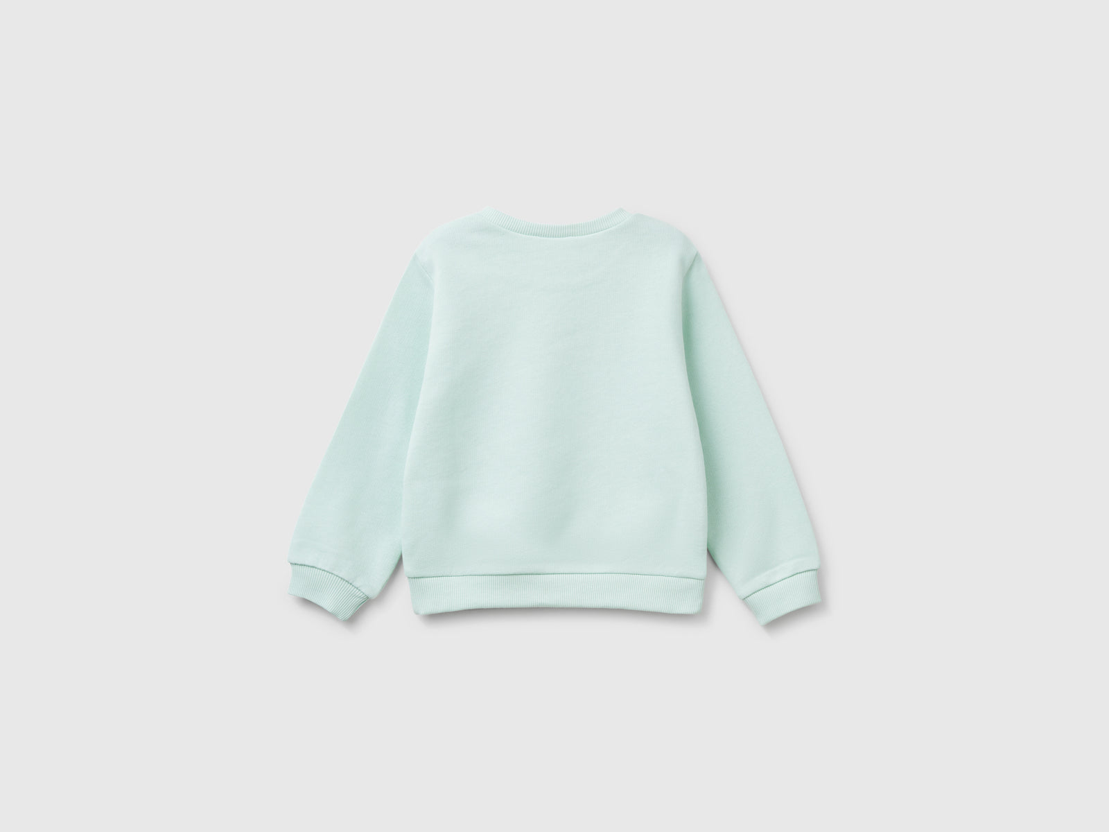 Cotton sweatshirt with glitter print da bimba verde acqua 2 | Benetton Outlet