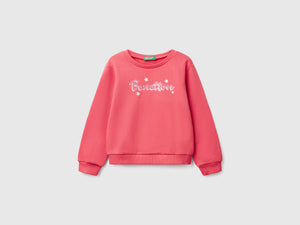 Felpa in cotone con stampa glitter