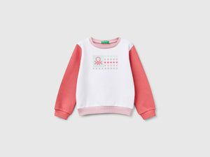 Cotton sweatshirt with glitter print
