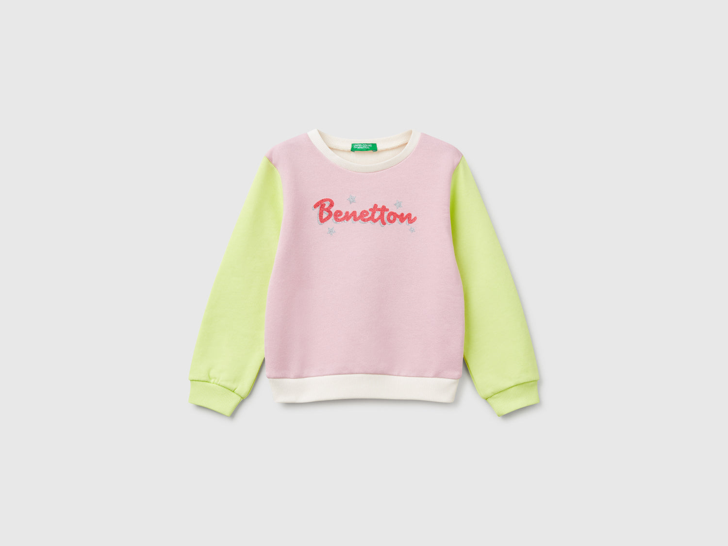 Felpa in cotone con stampa glitter da bimba multi-color | Benetton Outlet
