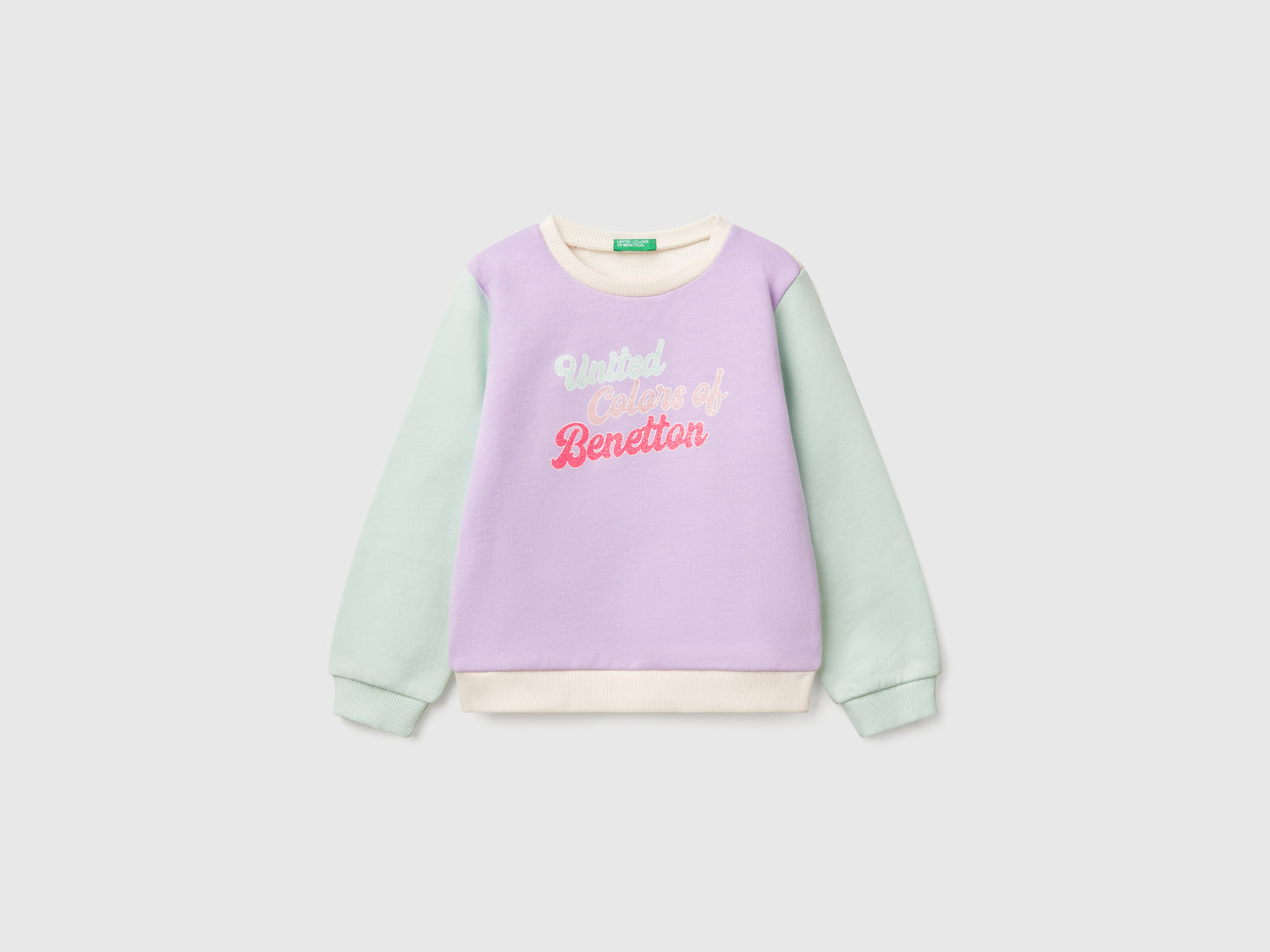 Felpa in cotone con stampa glitter da bimba multi-color | Benetton Outlet