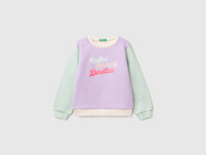 Felpa in cotone con stampa glitter