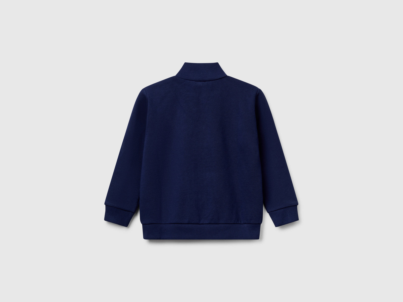 Felpa in cotone con zip da bimbo blu scuro 2 | Benetton Outlet