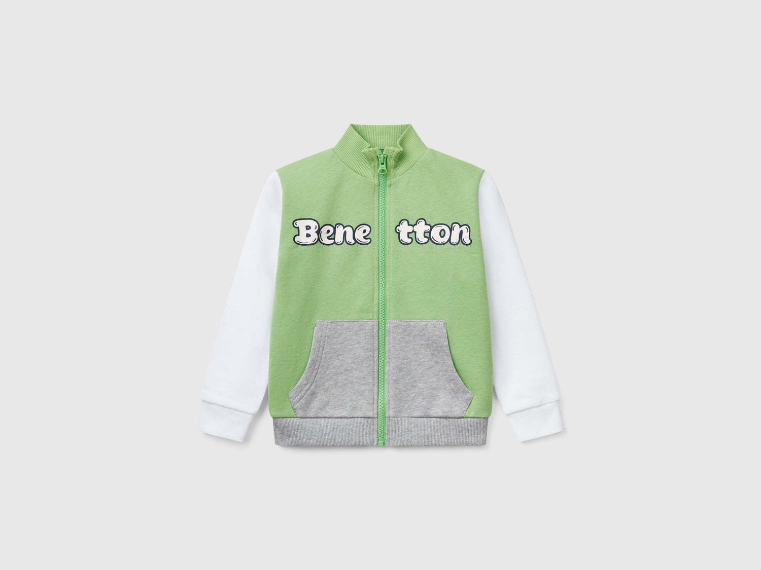 Felpa in cotone con zip da bimbo multi-color | Benetton Outlet