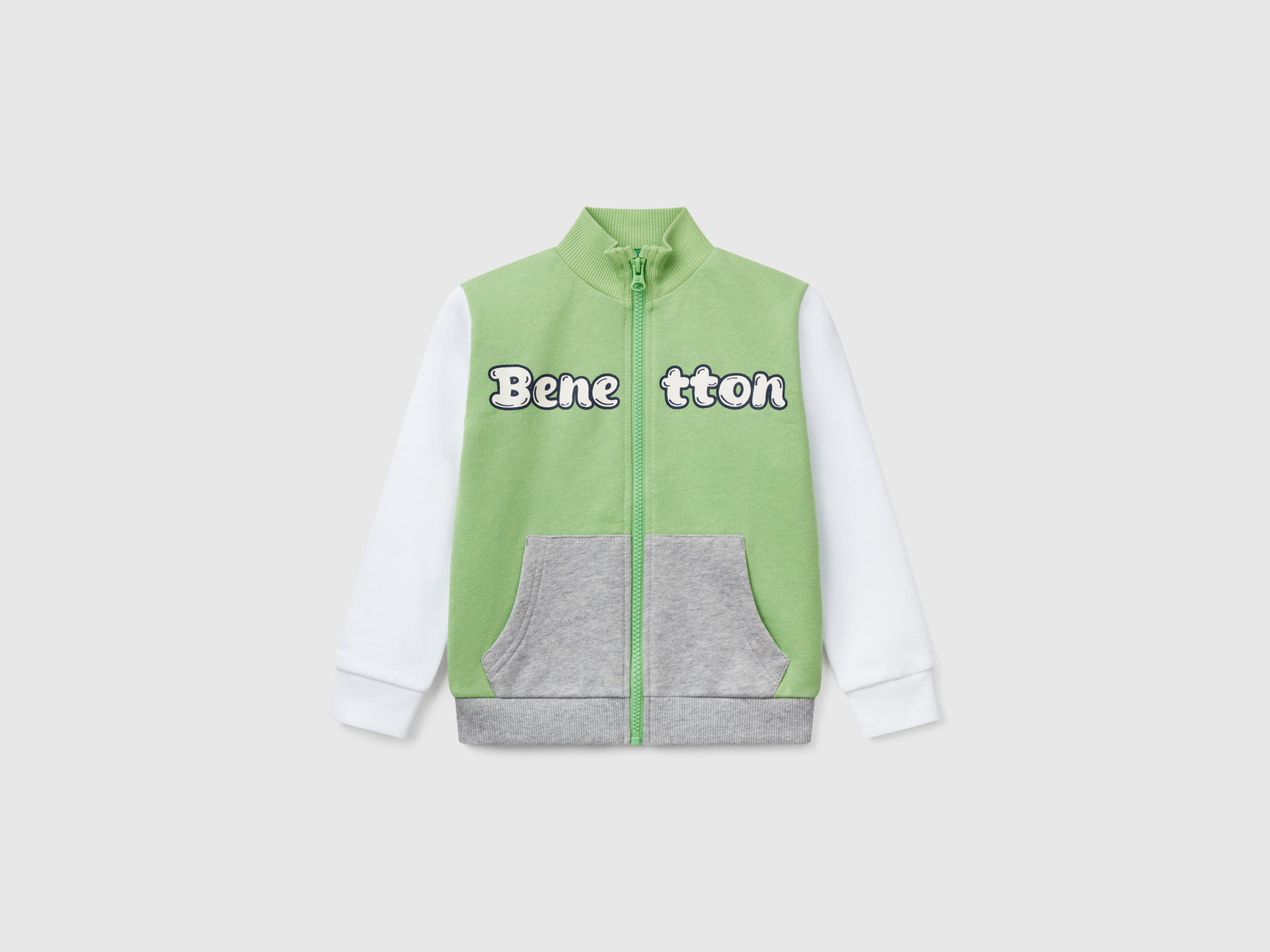 Felpa in cotone con zip da bimbo multi-color | Benetton Outlet