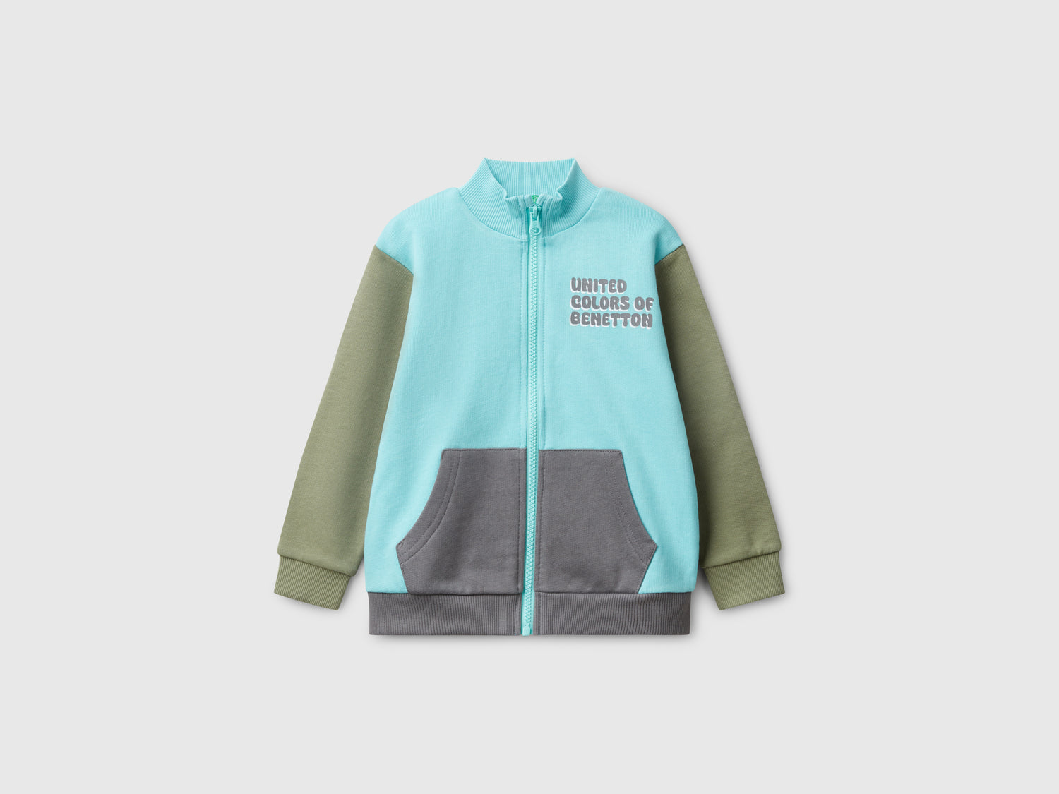 Felpa in cotone con zip da bimbo multi-color | Benetton Outlet