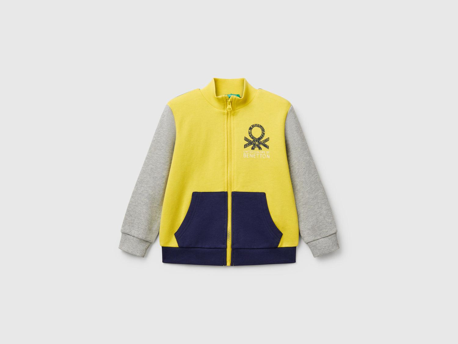 Felpa in cotone con zip da bimbo multi-color | Benetton Outlet