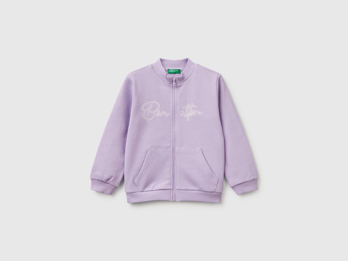 Felpa con zip in cotone