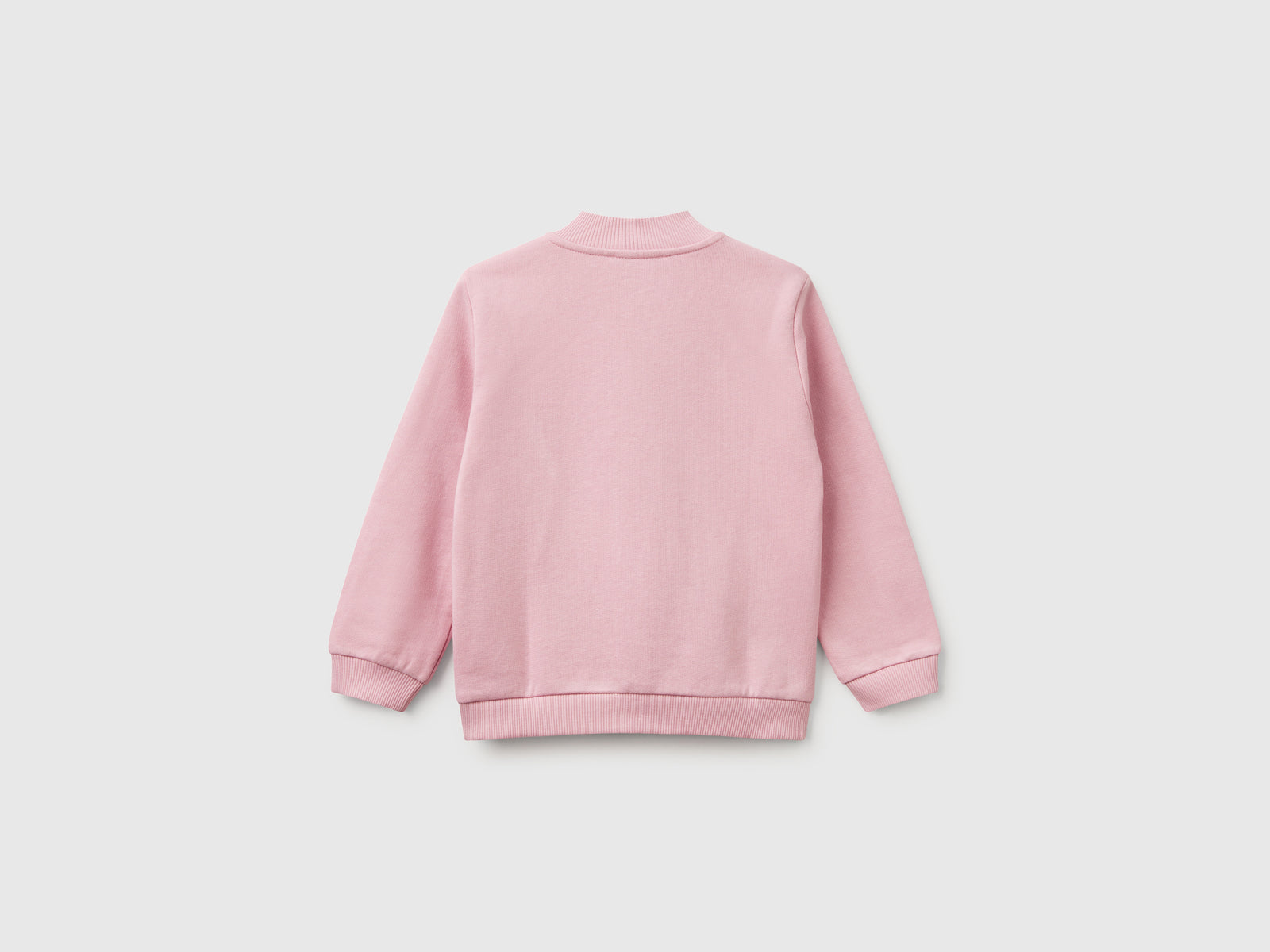 Felpa con zip in cotone da bimba rosa 2 | Benetton Outlet