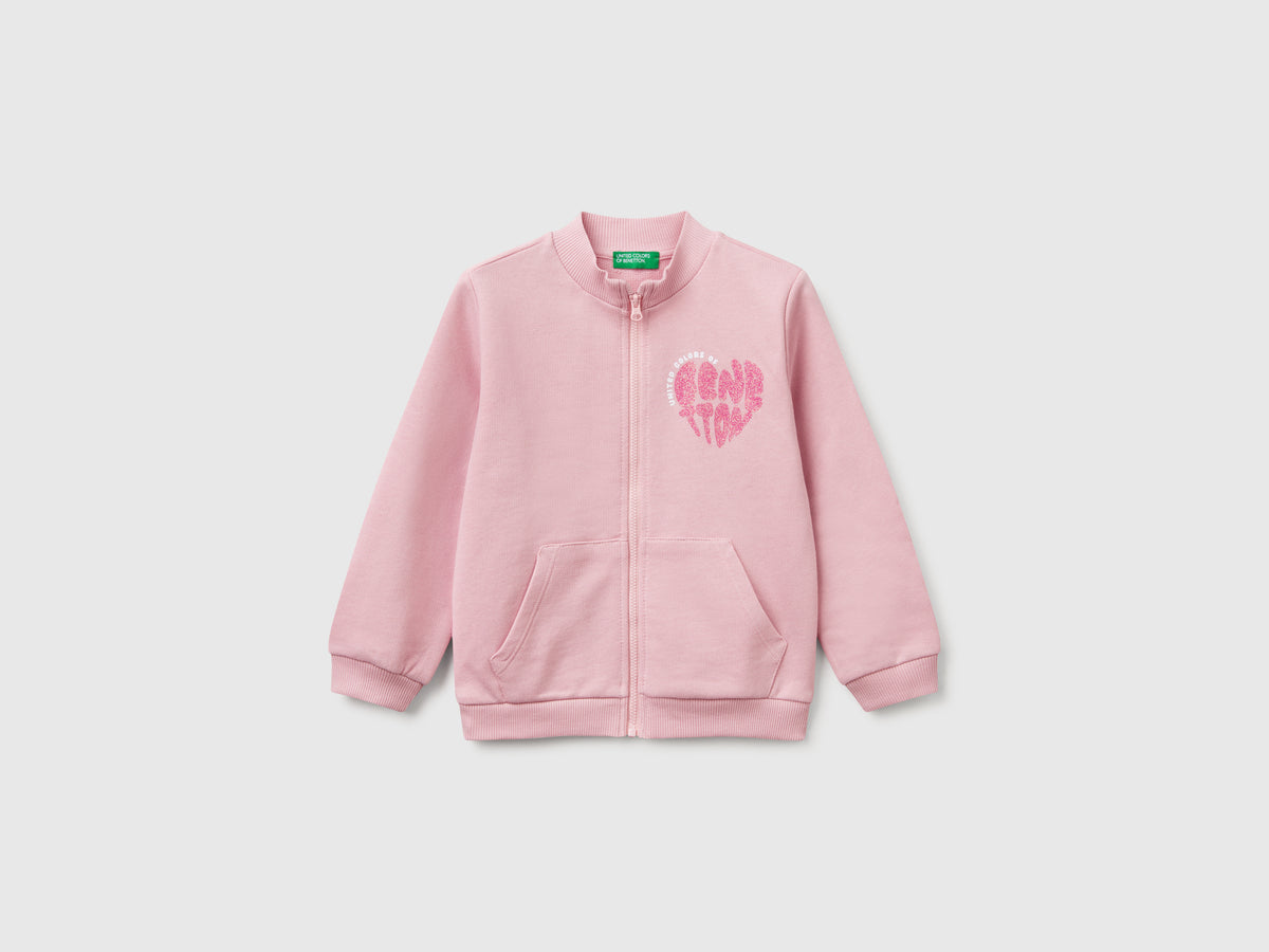 Felpa con zip in cotone