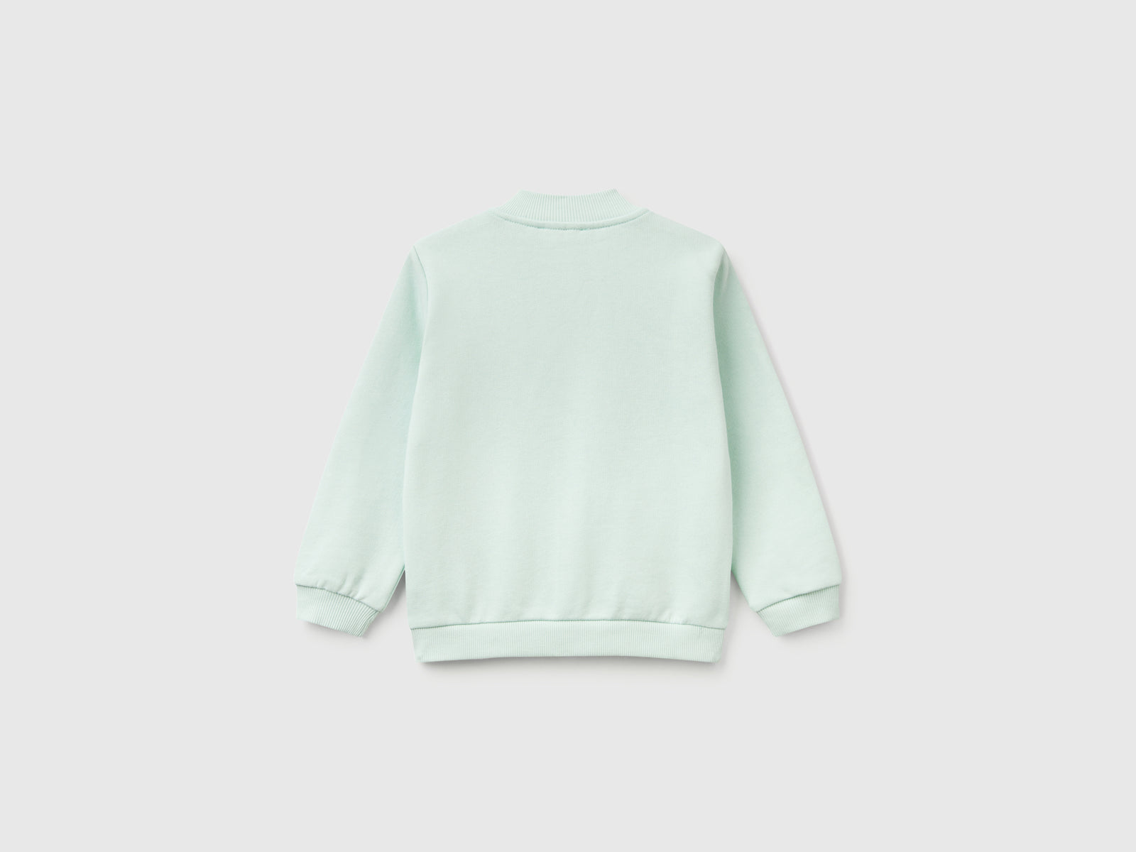 Cotton zip-up sweatshirt da bimba verde acqua 2 | Benetton Outlet